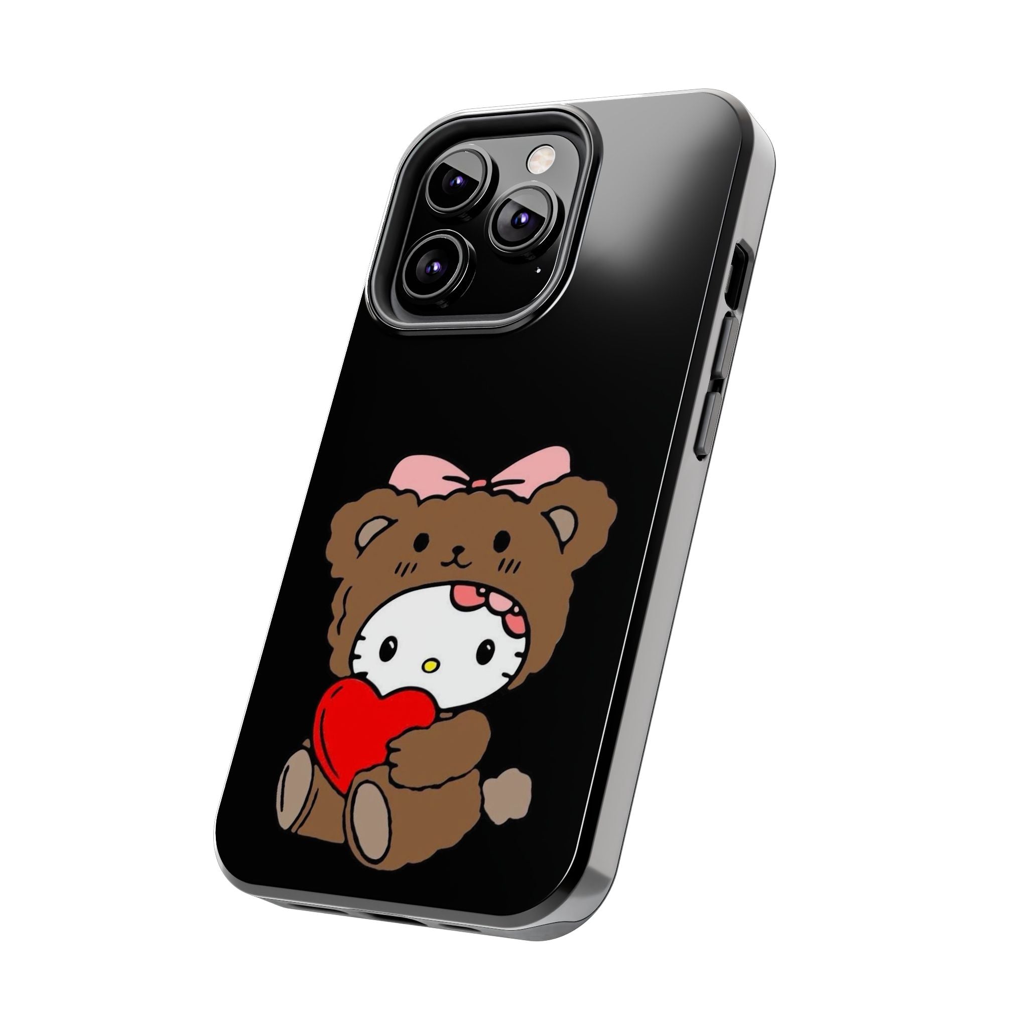 Cute Hello Kitty Bear Heart Tough Phone Case — Protective Cute Cartoon iPhone Cover