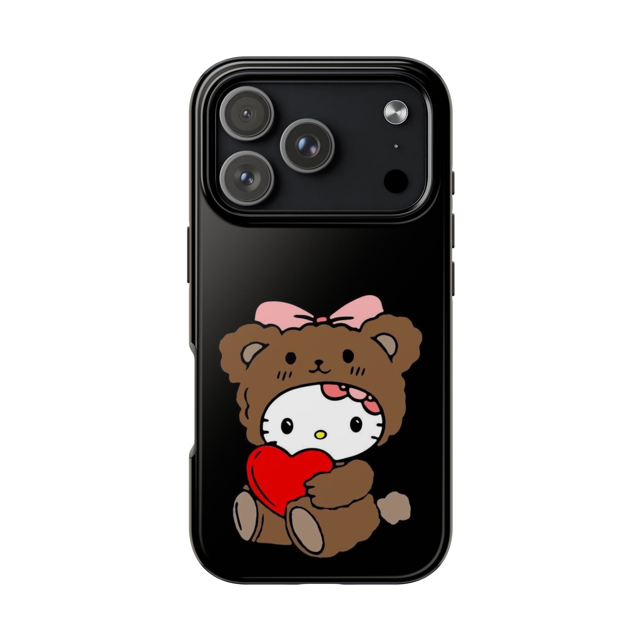 Cute Hello Kitty Bear Heart Tough Phone Case — Protective Cute Cartoon iPhone Cover