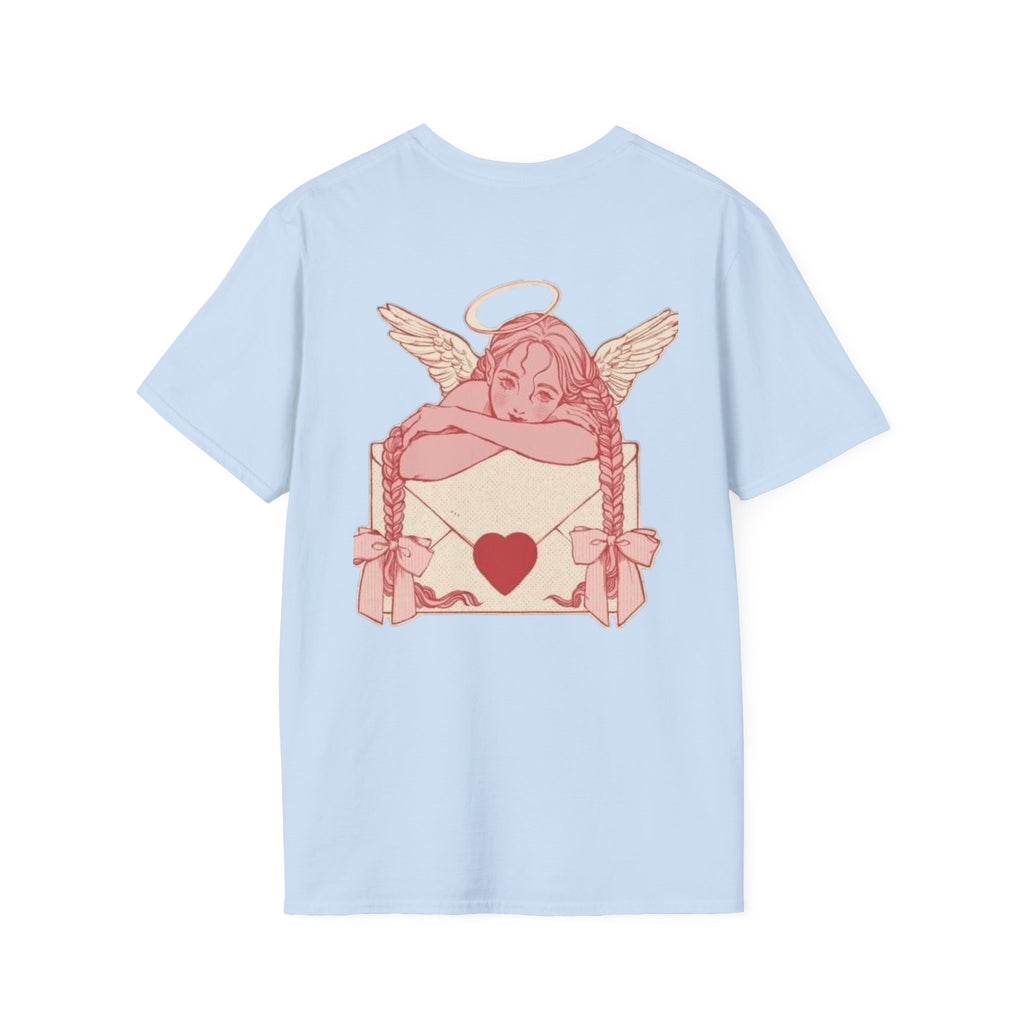 valentines Cherub Angel Love T-Shirt — Vintage Pink Valentine Heart Graphic Tee