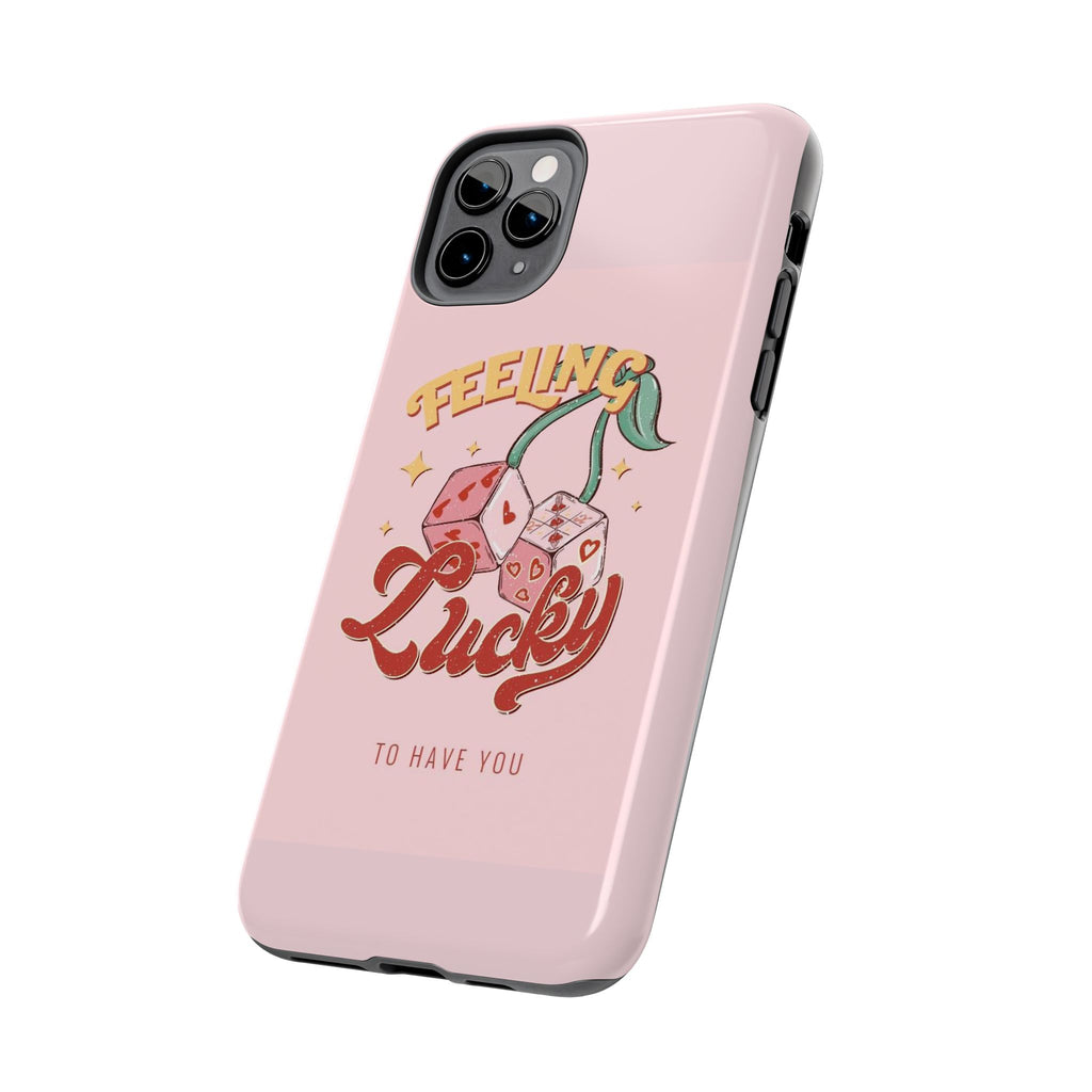 Feeling Lucky Phone Case — Pink Retro Dice Cherry Design