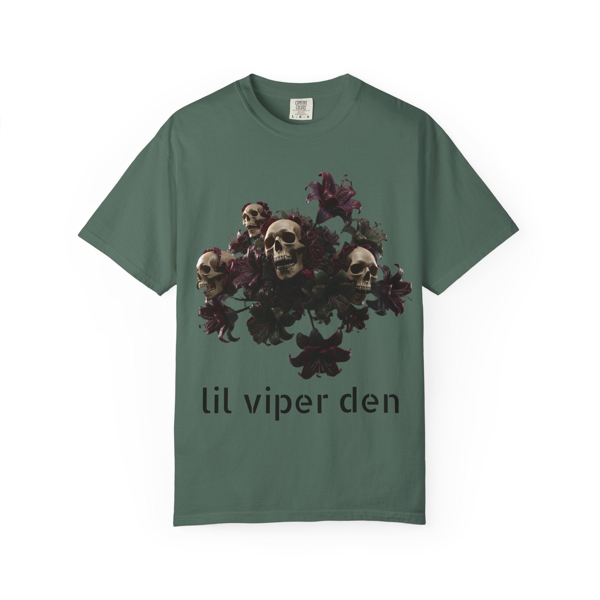 Lil Viper Den Skull Floral Tee — Gothic Graphic T-Shirt