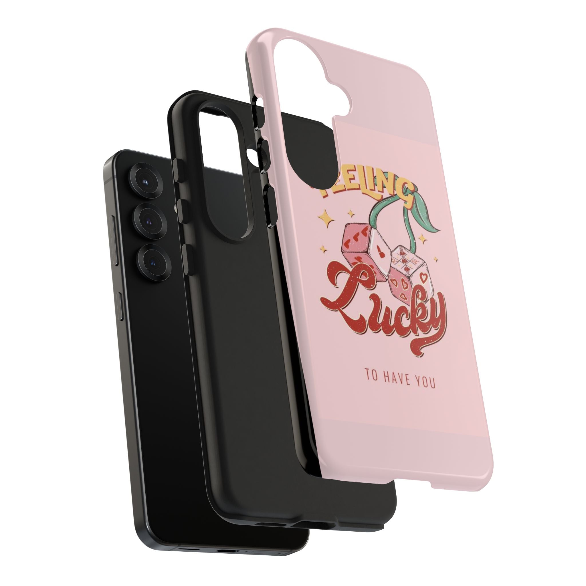 Feeling Lucky Phone Case — Pink Retro Dice Cherry Design