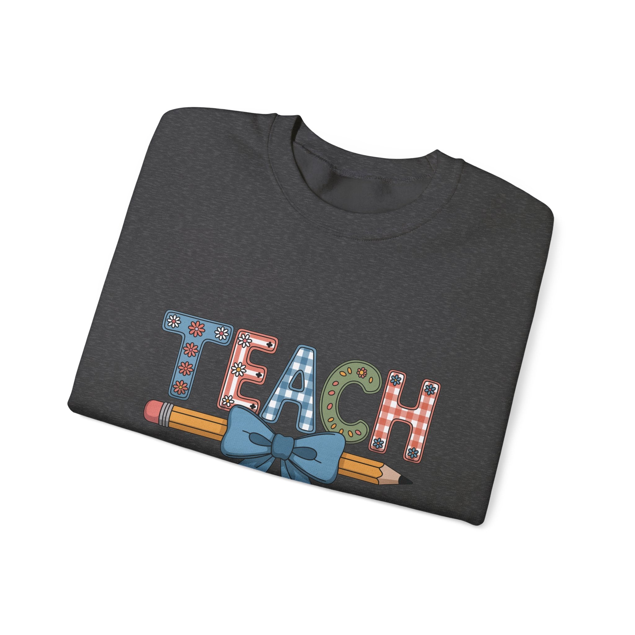 Teacher Crewneck Sweatshirt – "TEACH" Pencil & Bow Design