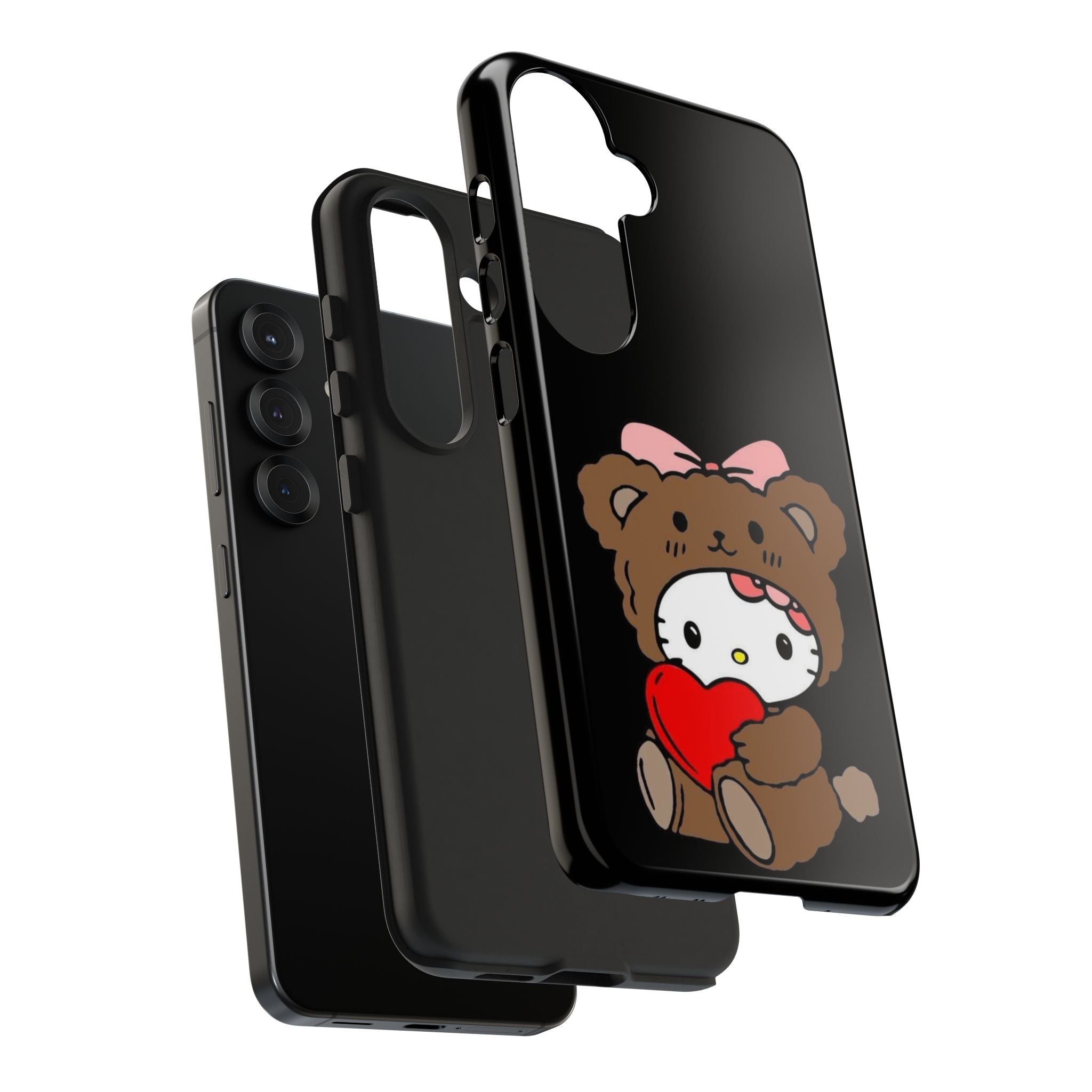 Cute Hello Kitty Bear Heart Tough Phone Case — Protective Cute Cartoon iPhone Cover
