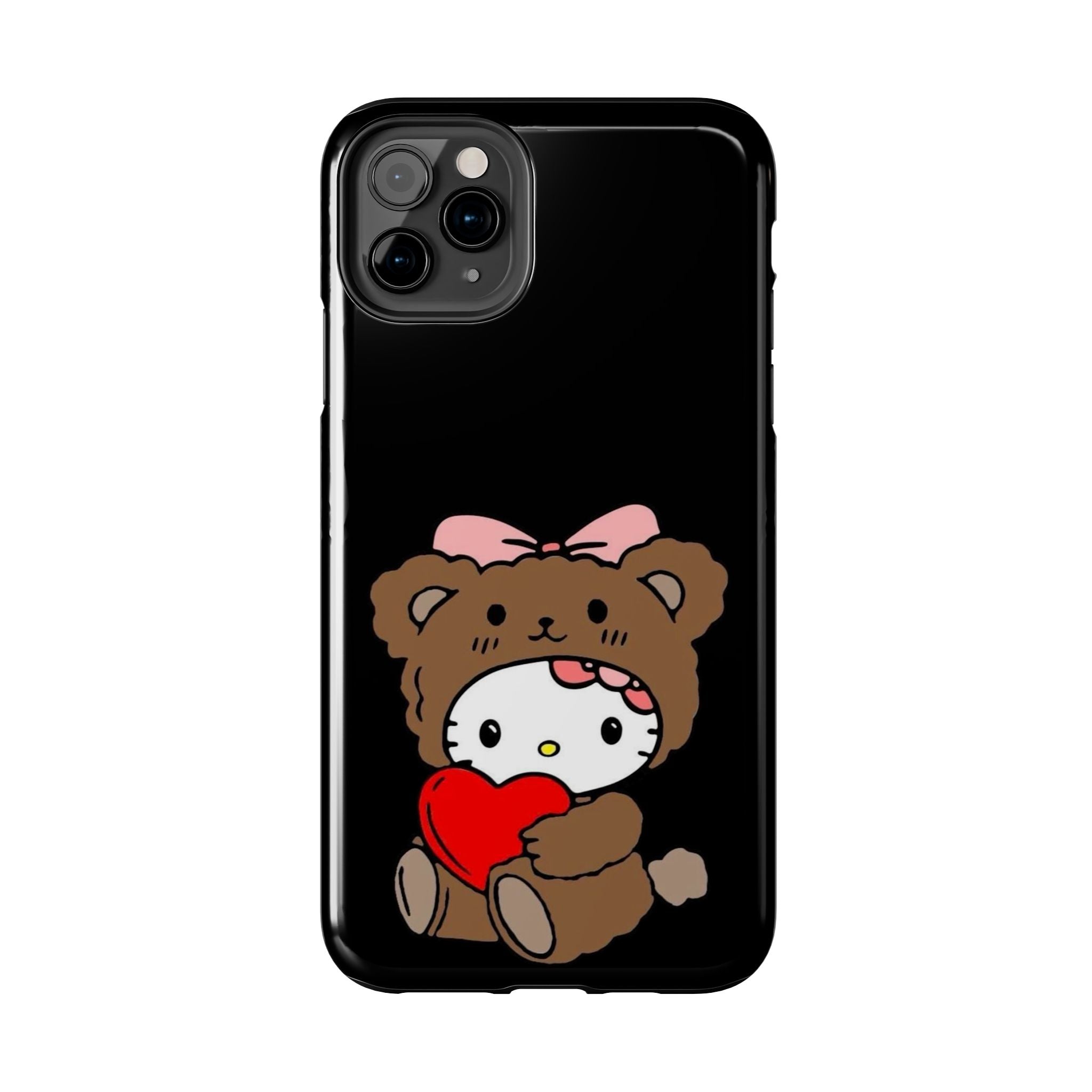 Cute Hello Kitty Bear Heart Tough Phone Case — Protective Cute Cartoon iPhone Cover