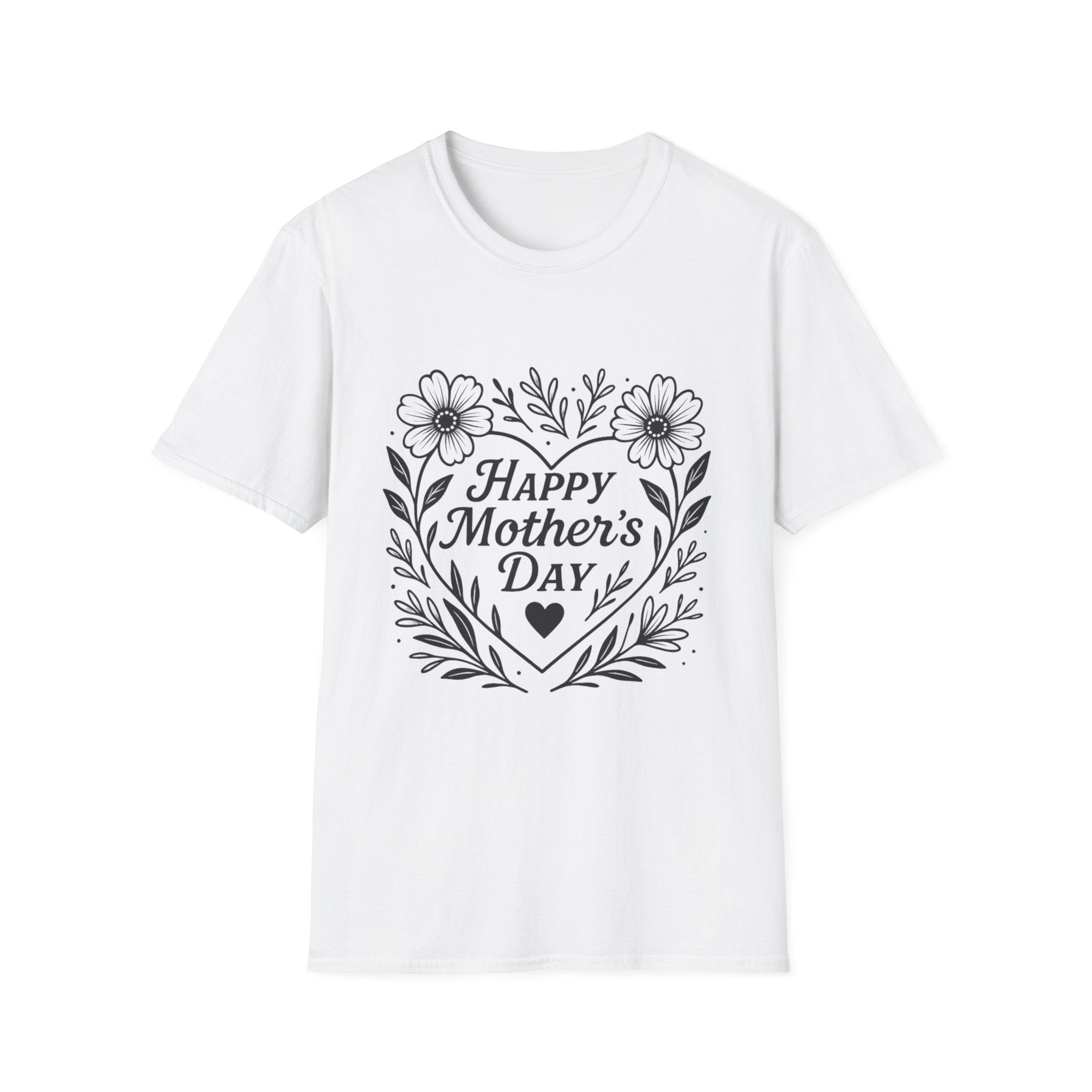 Mother's Day Floral Tee — "Happy Mother's Day" Heart Design