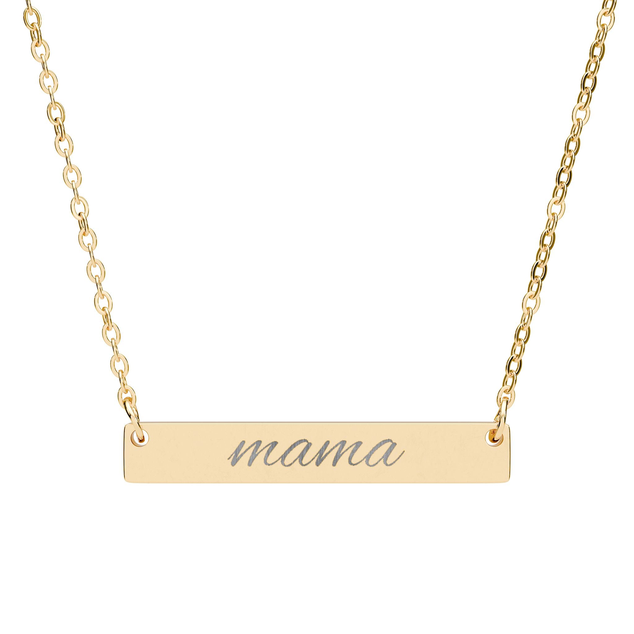 Mama Engraved Bar Necklace — Personalized Horizontal Name Pendant