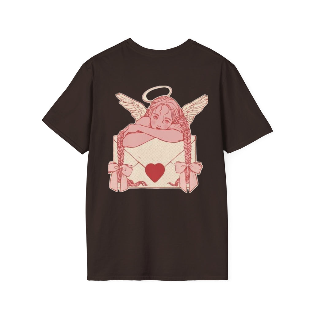 valentines Cherub Angel Love T-Shirt — Vintage Pink Valentine Heart Graphic Tee