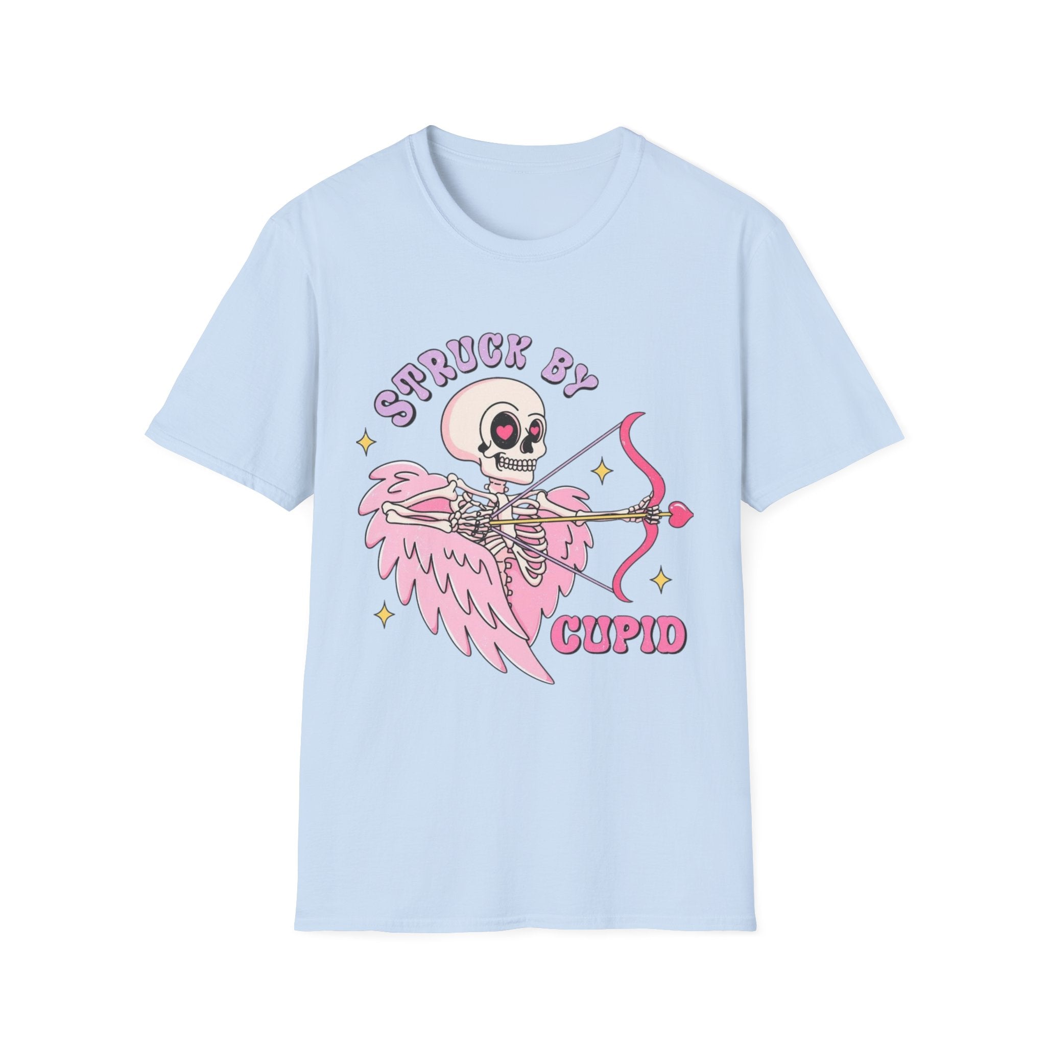 Cupid Skeleton T-Shirt — "Struck by Cupid" Cute Gothic Valentine Tee
