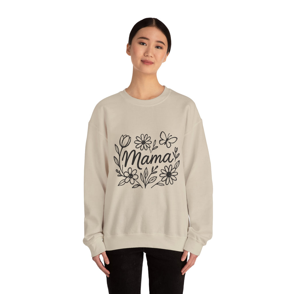 Mama Floral Crewneck Sweatshirt – Hand-Drawn Flowers
