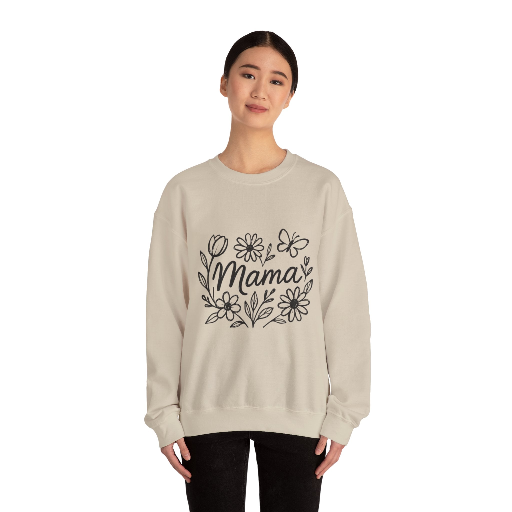 Mama Floral Crewneck Sweatshirt – Hand-Drawn Flowers
