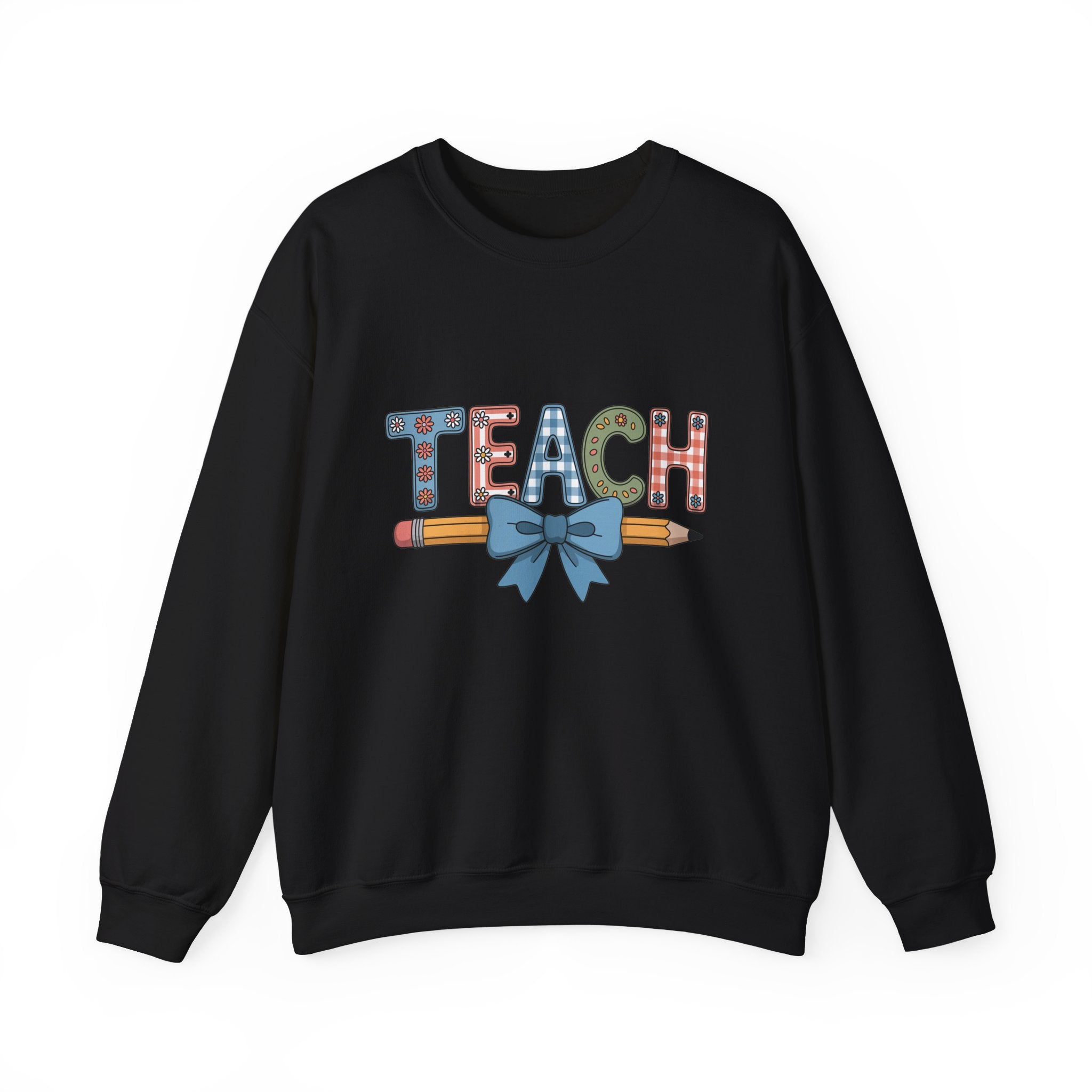 Teacher Crewneck Sweatshirt – "TEACH" Pencil & Bow Design