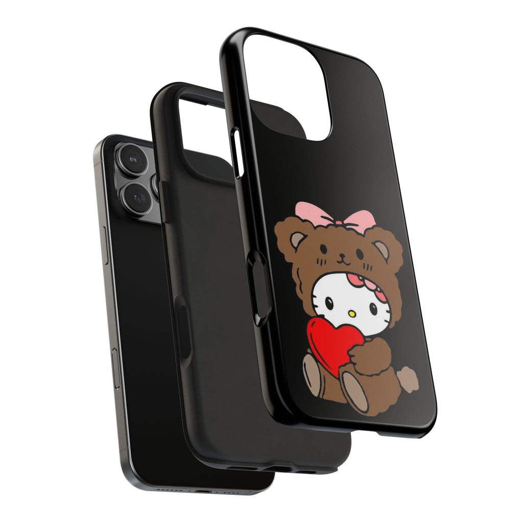 Cute Hello Kitty Bear Heart Tough Phone Case — Protective Cute Cartoon iPhone Cover