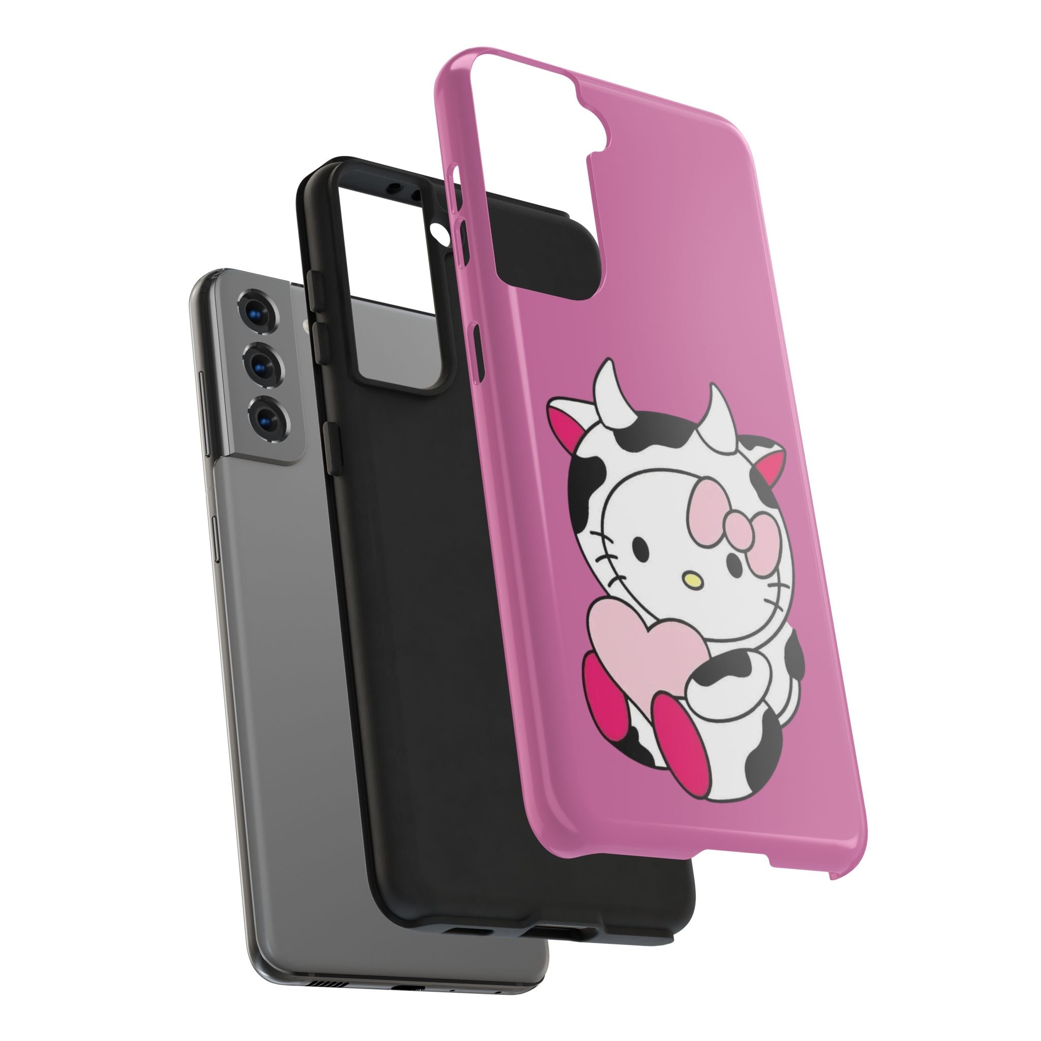 Hello Kitty Cow Cute Tough Phone Case – Pink Heart Protective Cover