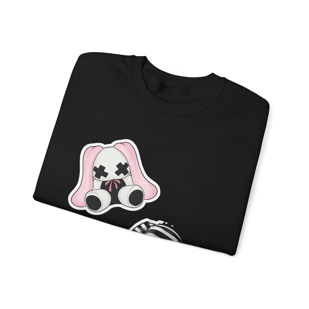 Lil Viper Den bunny Crewneck Sweatshirt — Cute Plush Mask Graphic, Est. 2025