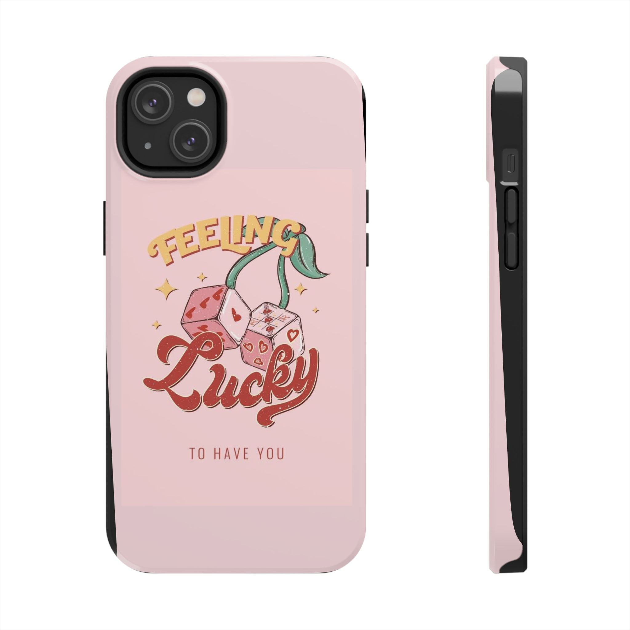 Feeling Lucky Phone Case — Pink Retro Dice Cherry Design