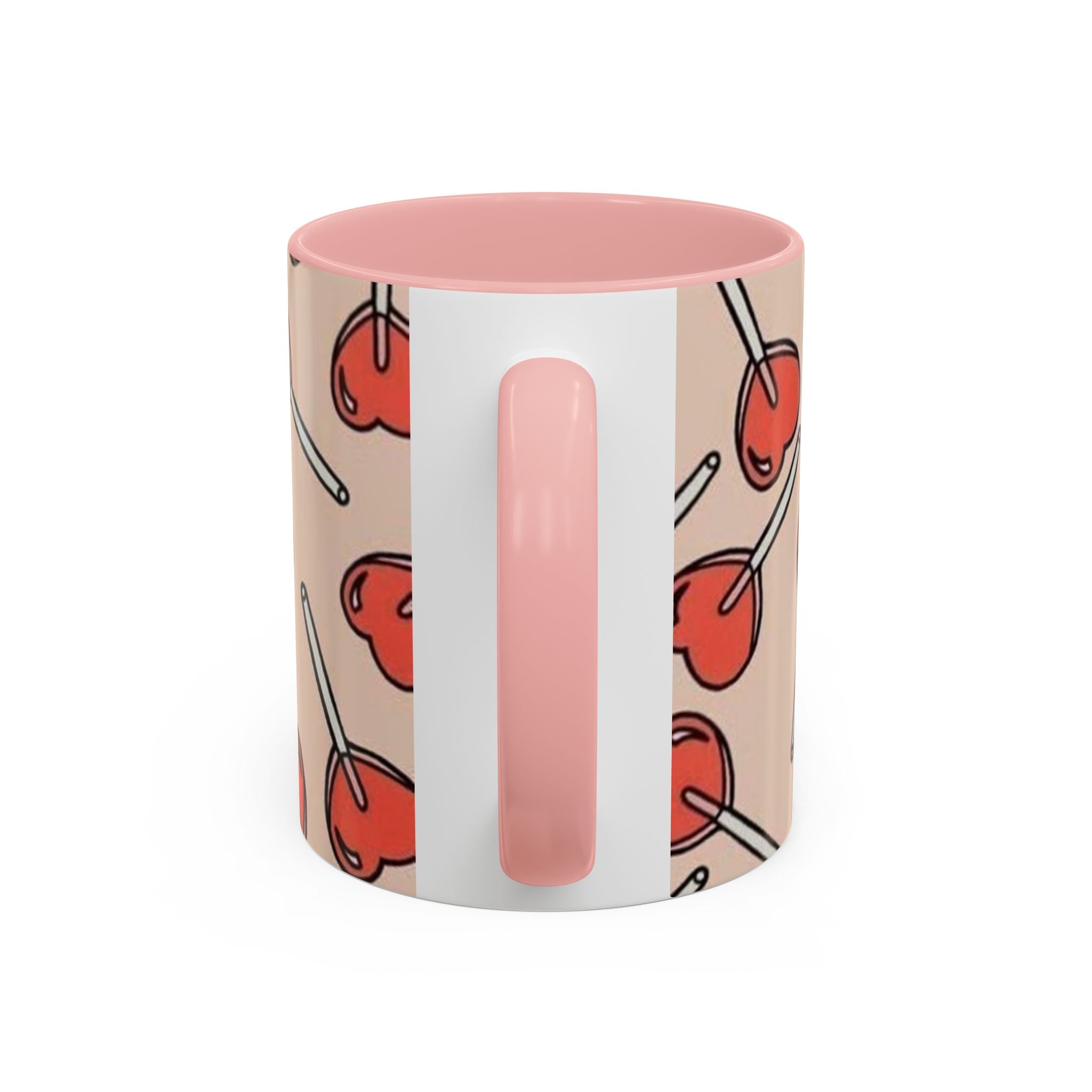 Valentines Heart Lollipop Accent Coffee Mug — Cute Valentine Candy Pattern (11/15oz)