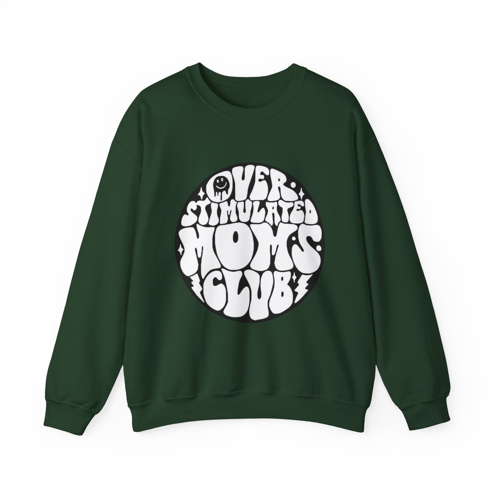 Retro 'Overstimulated Moms Club' Sweatshirt – Vintage Psychedelic Graphic Crewneck