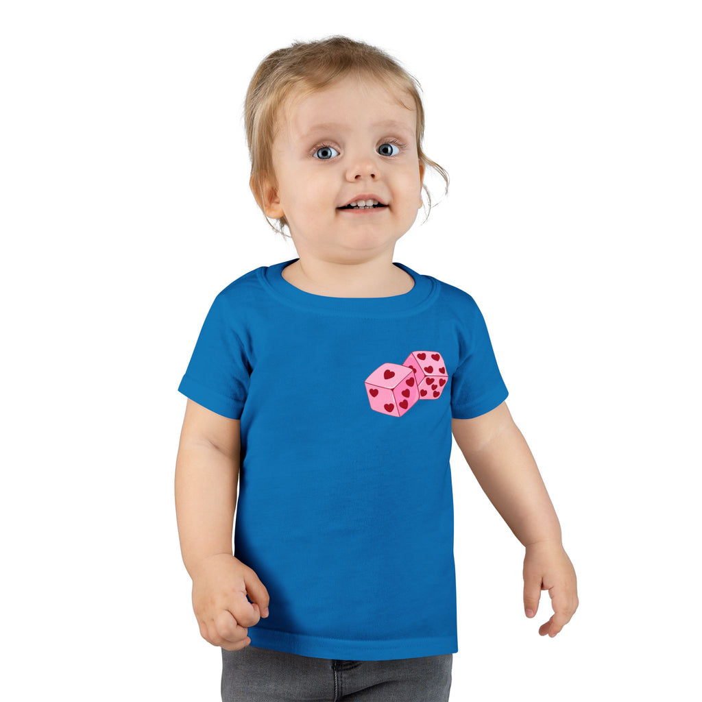 Toddler T-shirt - Pink Cupid Cherub Graphic Tee with Heart Dice (Valentine’s Day Kids Shirt)