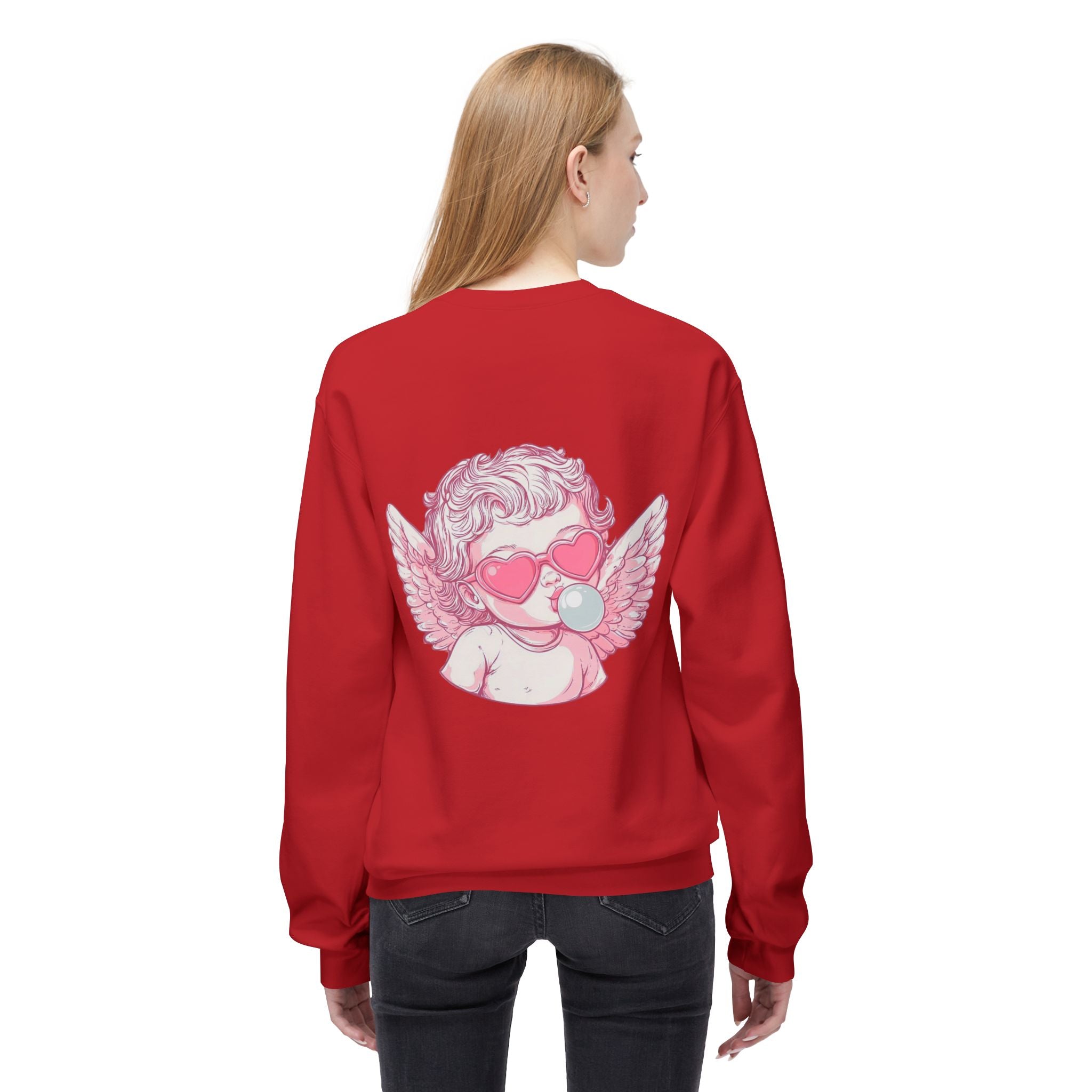 Cupid Valentine's Sweatshirt — Retro Pink Cherub with Heart Sunglasses Crewneck