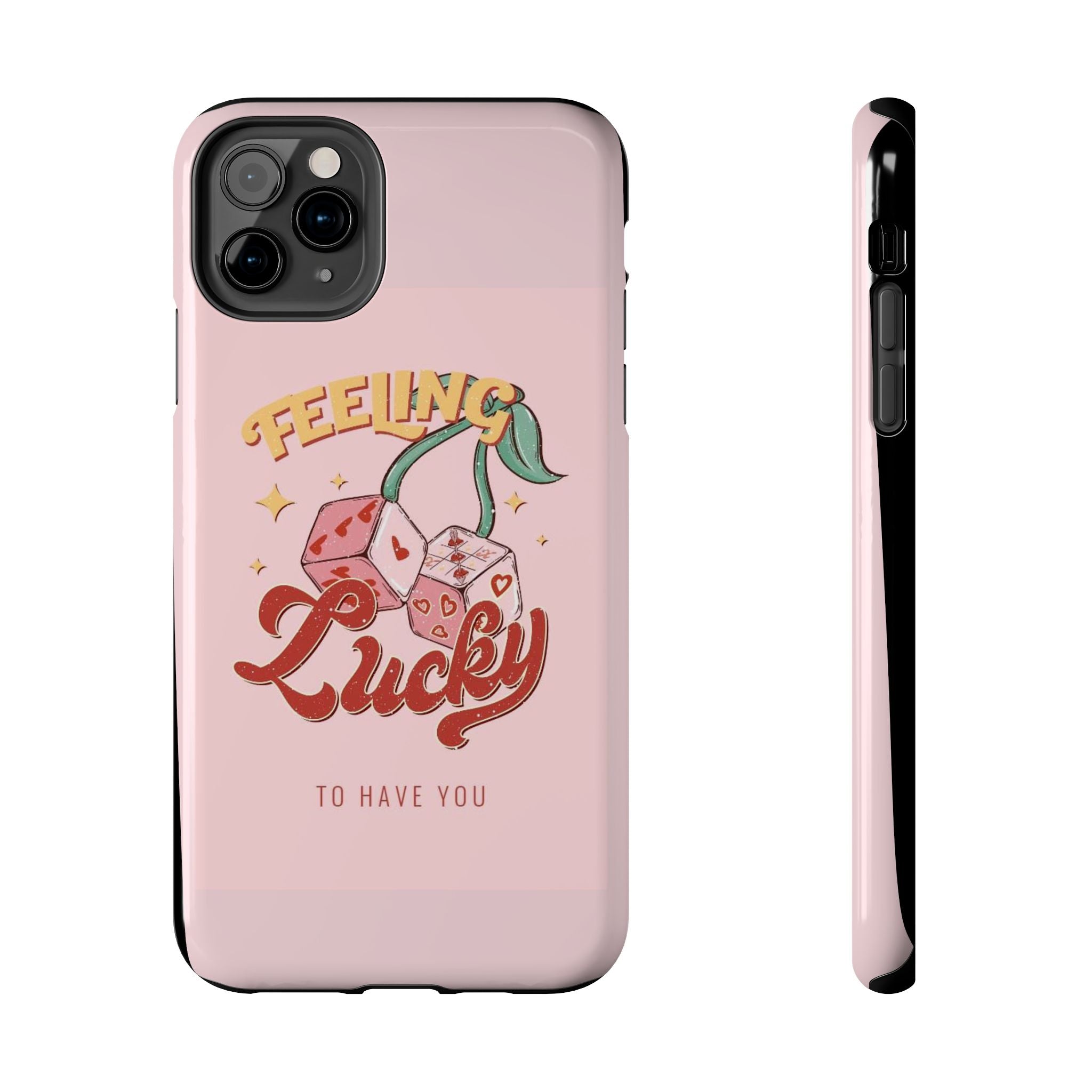 Feeling Lucky Phone Case — Pink Retro Dice Cherry Design