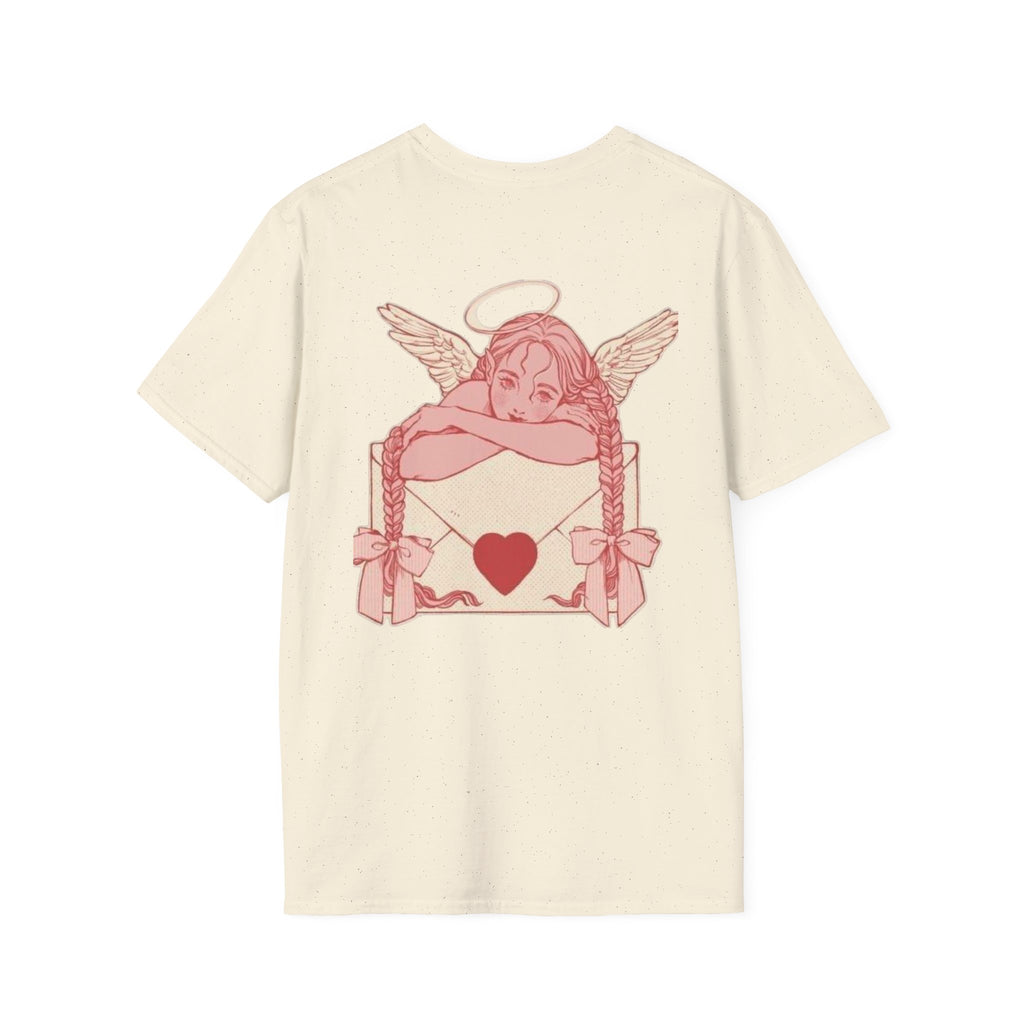 valentines Cherub Angel Love T-Shirt — Vintage Pink Valentine Heart Graphic Tee