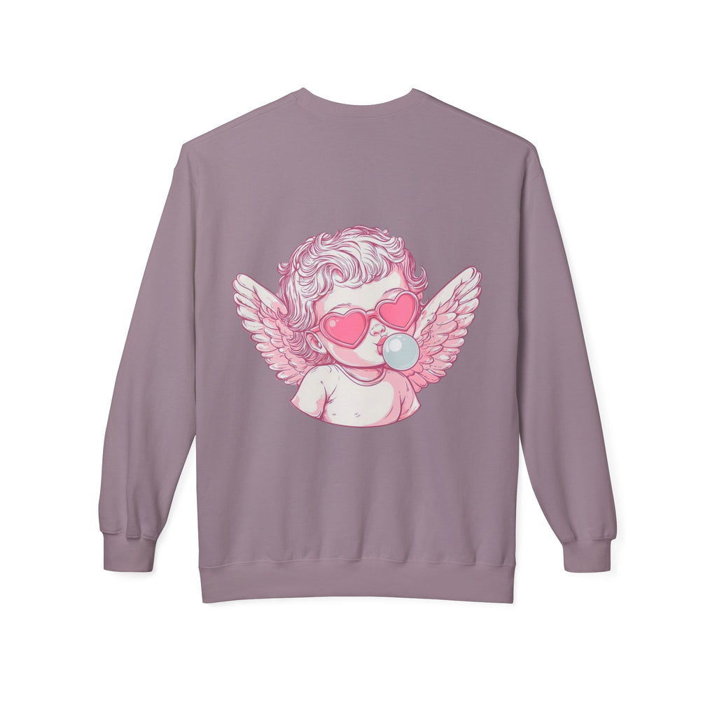 Cupid Valentine's Sweatshirt — Retro Pink Cherub with Heart Sunglasses Crewneck