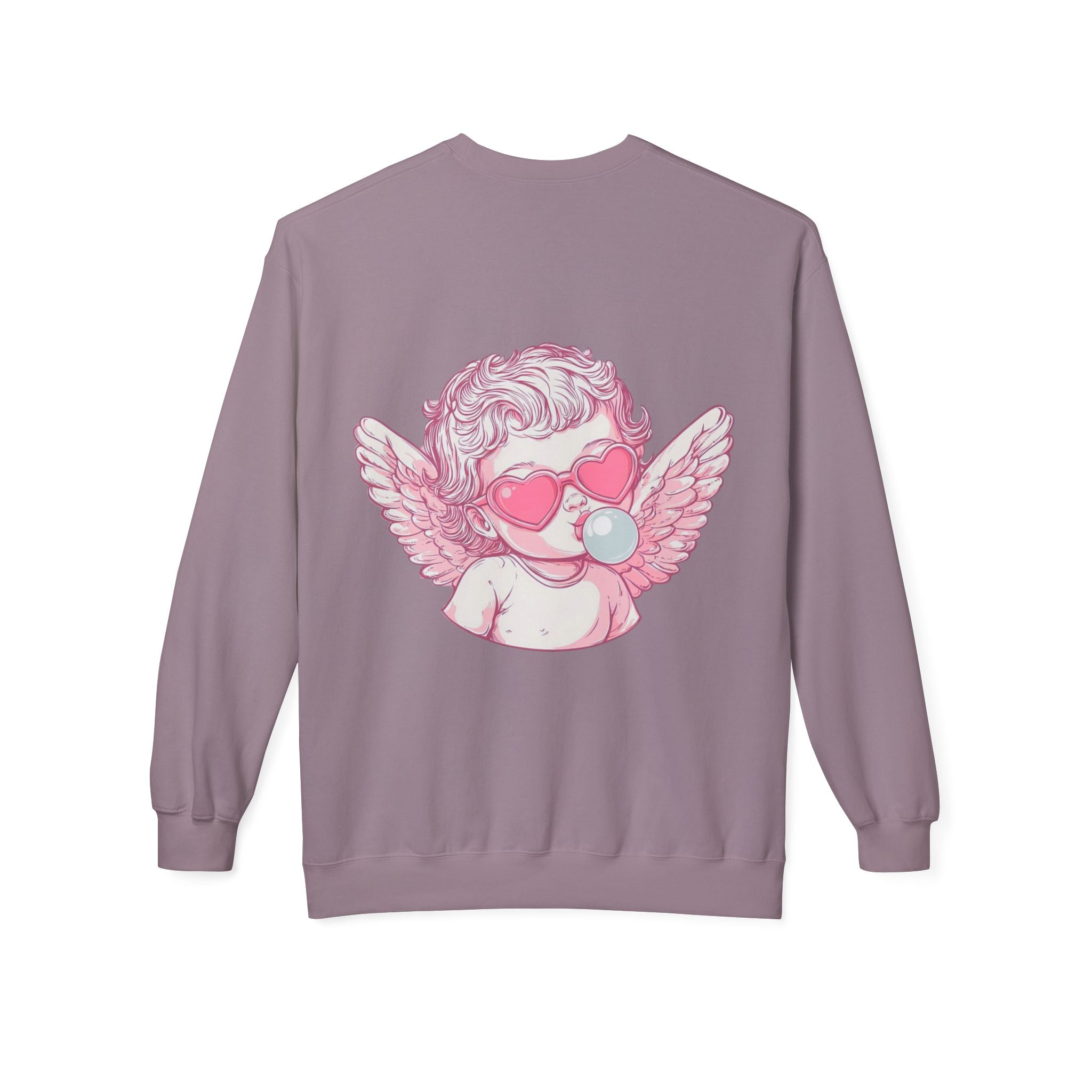 Cupid Valentine's Sweatshirt — Retro Pink Cherub with Heart Sunglasses Crewneck
