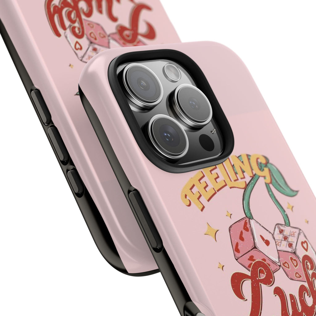 Feeling Lucky Phone Case — Pink Retro Dice Cherry Design