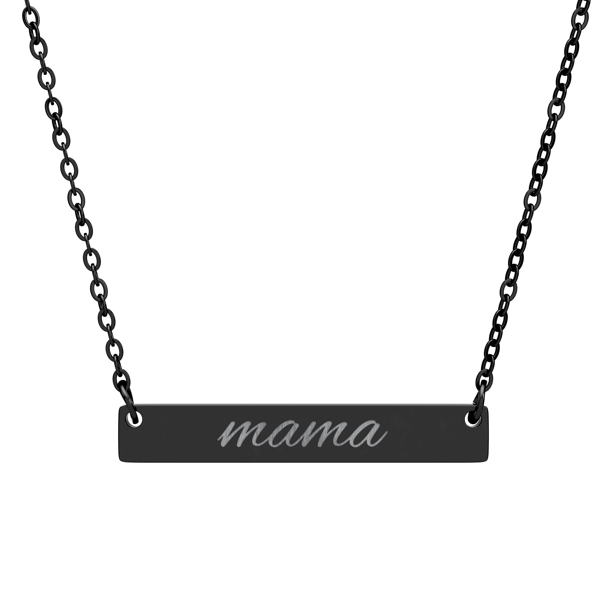Mama Engraved Bar Necklace — Personalized Horizontal Name Pendant