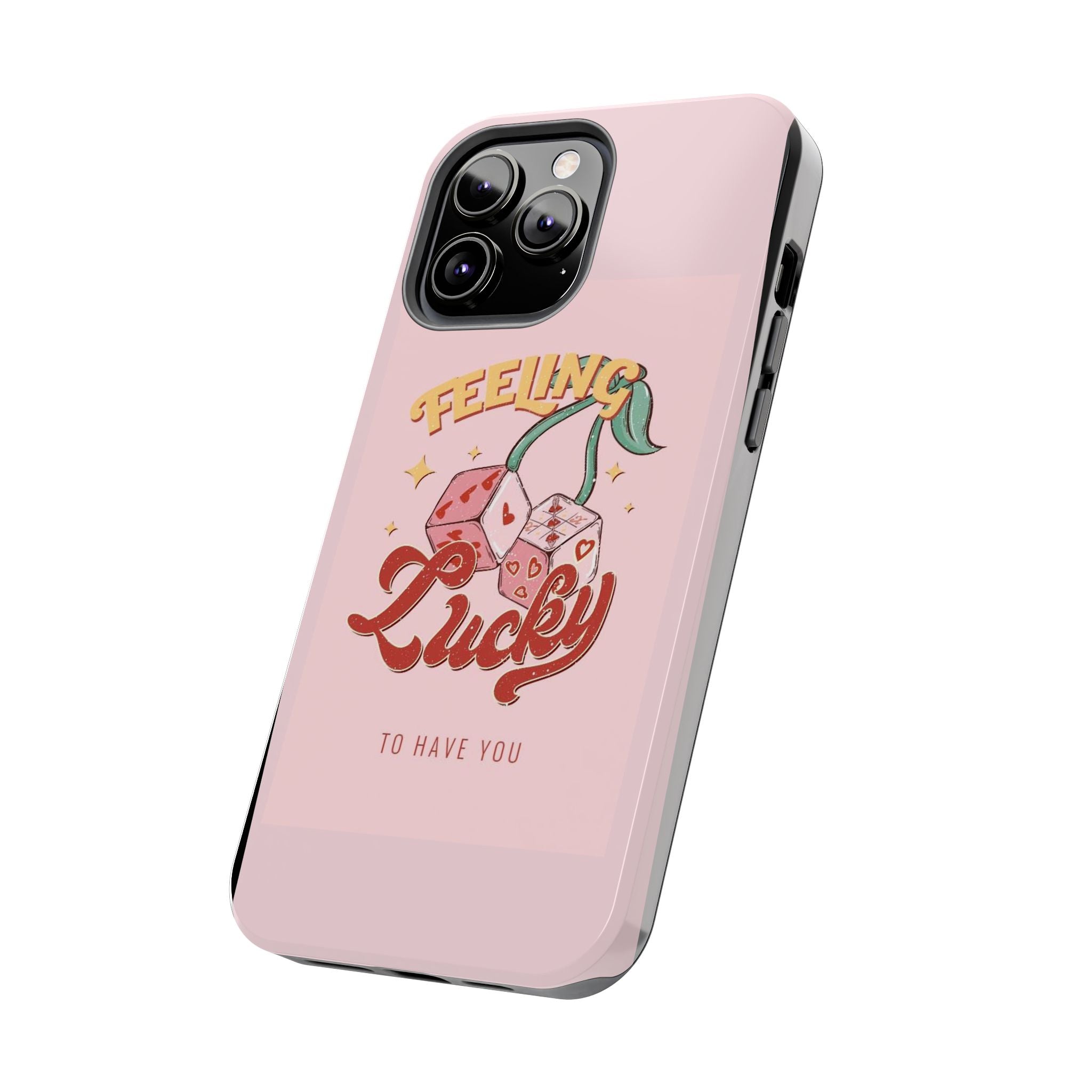 Feeling Lucky Phone Case — Pink Retro Dice Cherry Design
