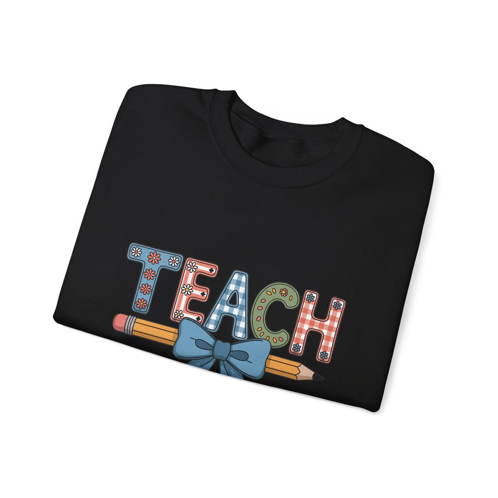 Teacher Crewneck Sweatshirt – "TEACH" Pencil & Bow Design
