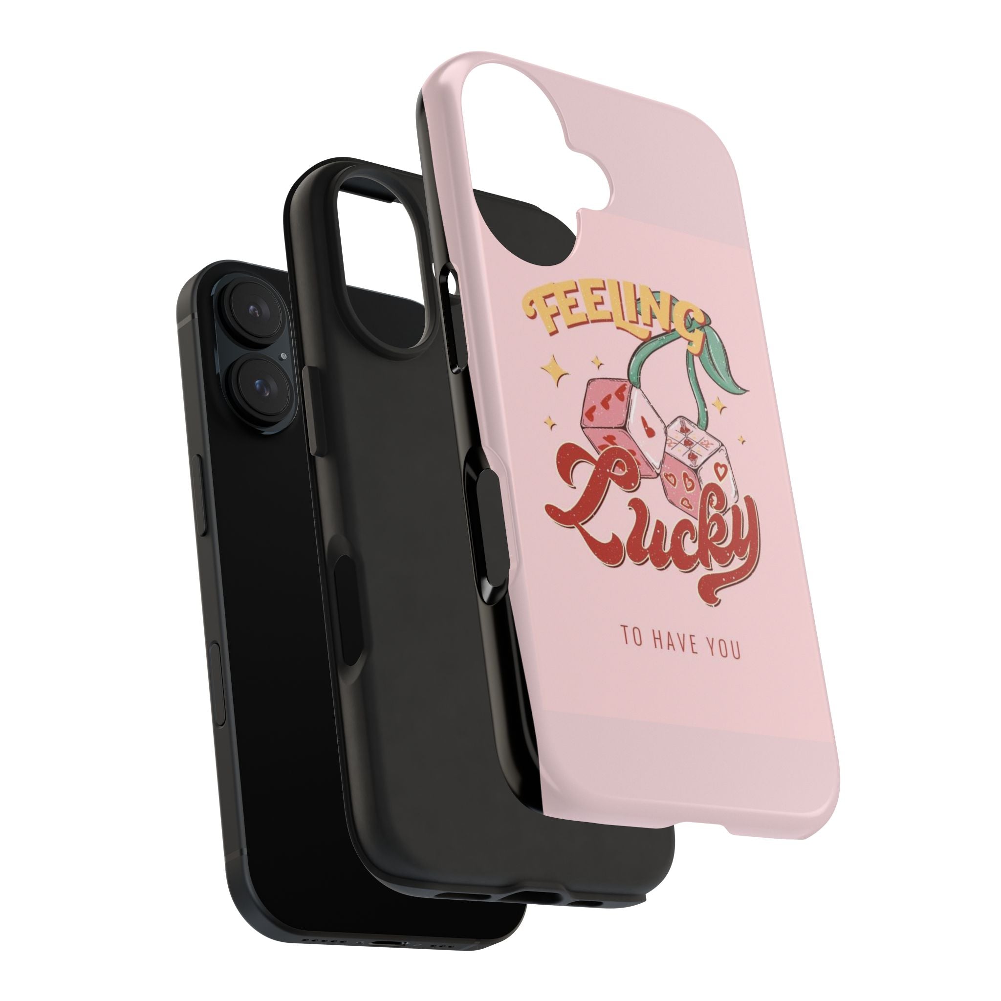 Feeling Lucky Phone Case — Pink Retro Dice Cherry Design