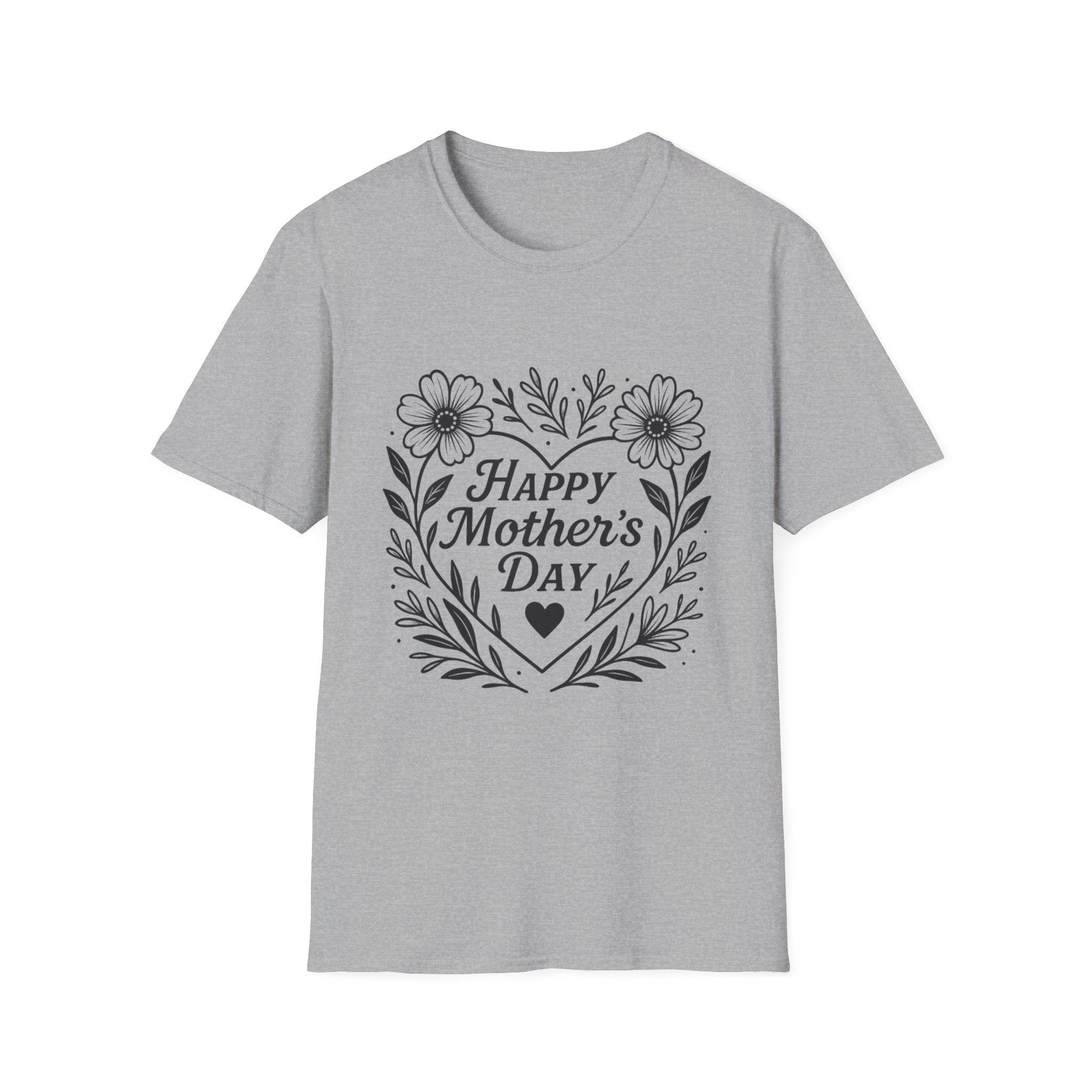 Mother's Day Floral Tee — "Happy Mother's Day" Heart Design