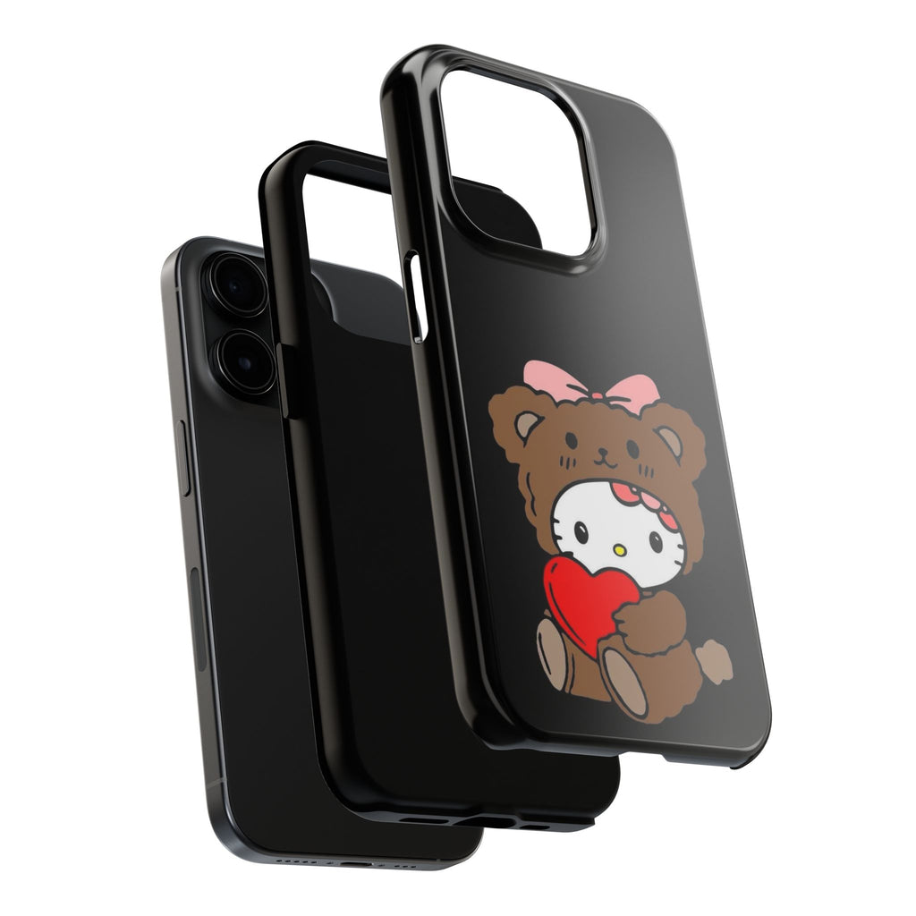 Cute Hello Kitty Bear Heart Tough Phone Case — Protective Cute Cartoon iPhone Cover