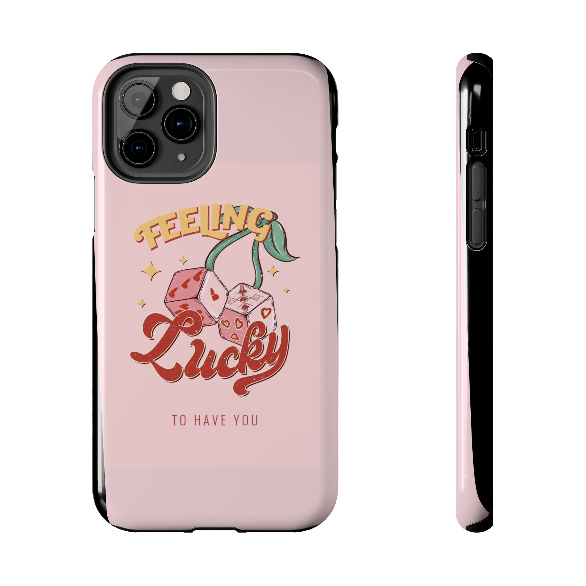 Feeling Lucky Phone Case — Pink Retro Dice Cherry Design