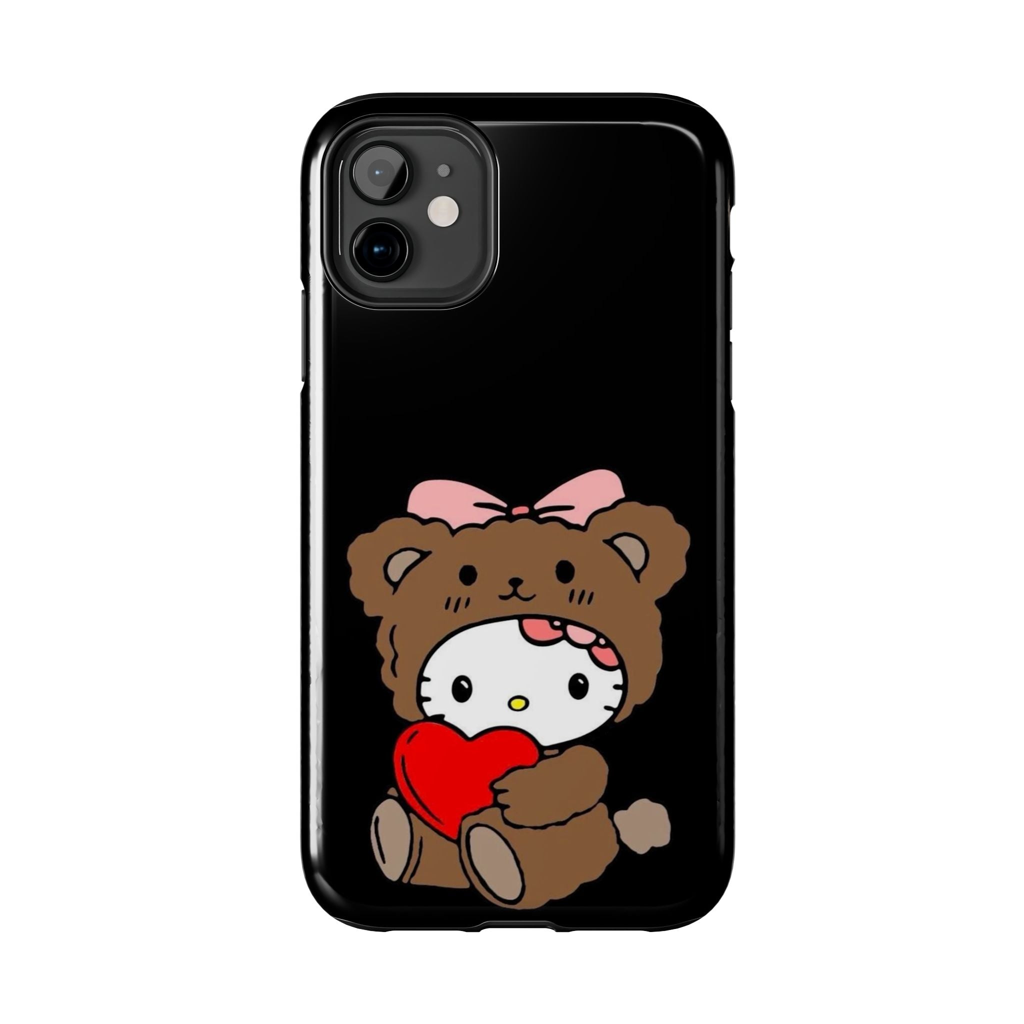 Cute Hello Kitty Bear Heart Tough Phone Case — Protective Cute Cartoon iPhone Cover