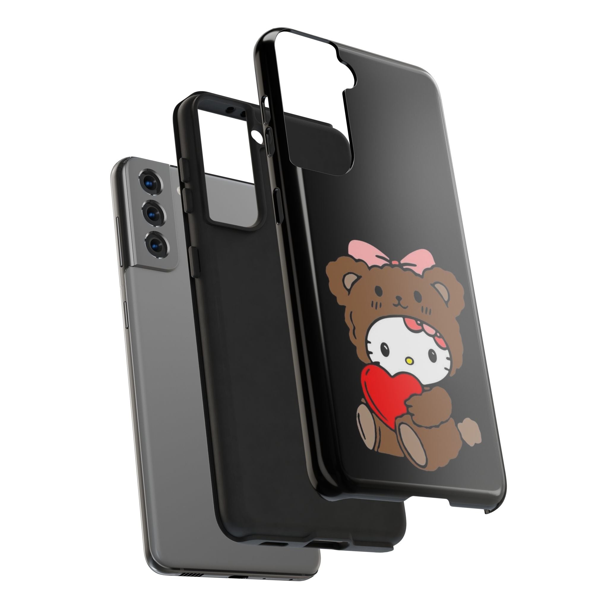 Cute Hello Kitty Bear Heart Tough Phone Case — Protective Cute Cartoon iPhone Cover