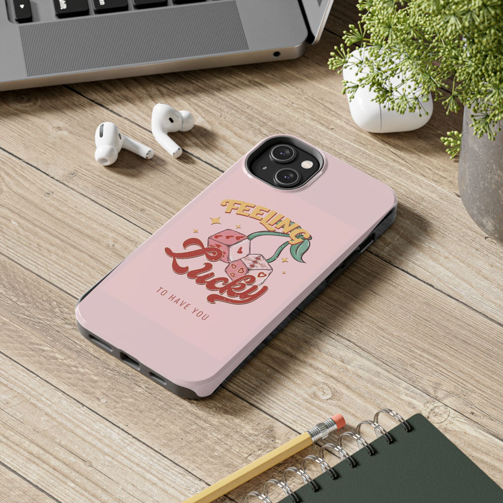 Feeling Lucky Phone Case — Pink Retro Dice Cherry Design
