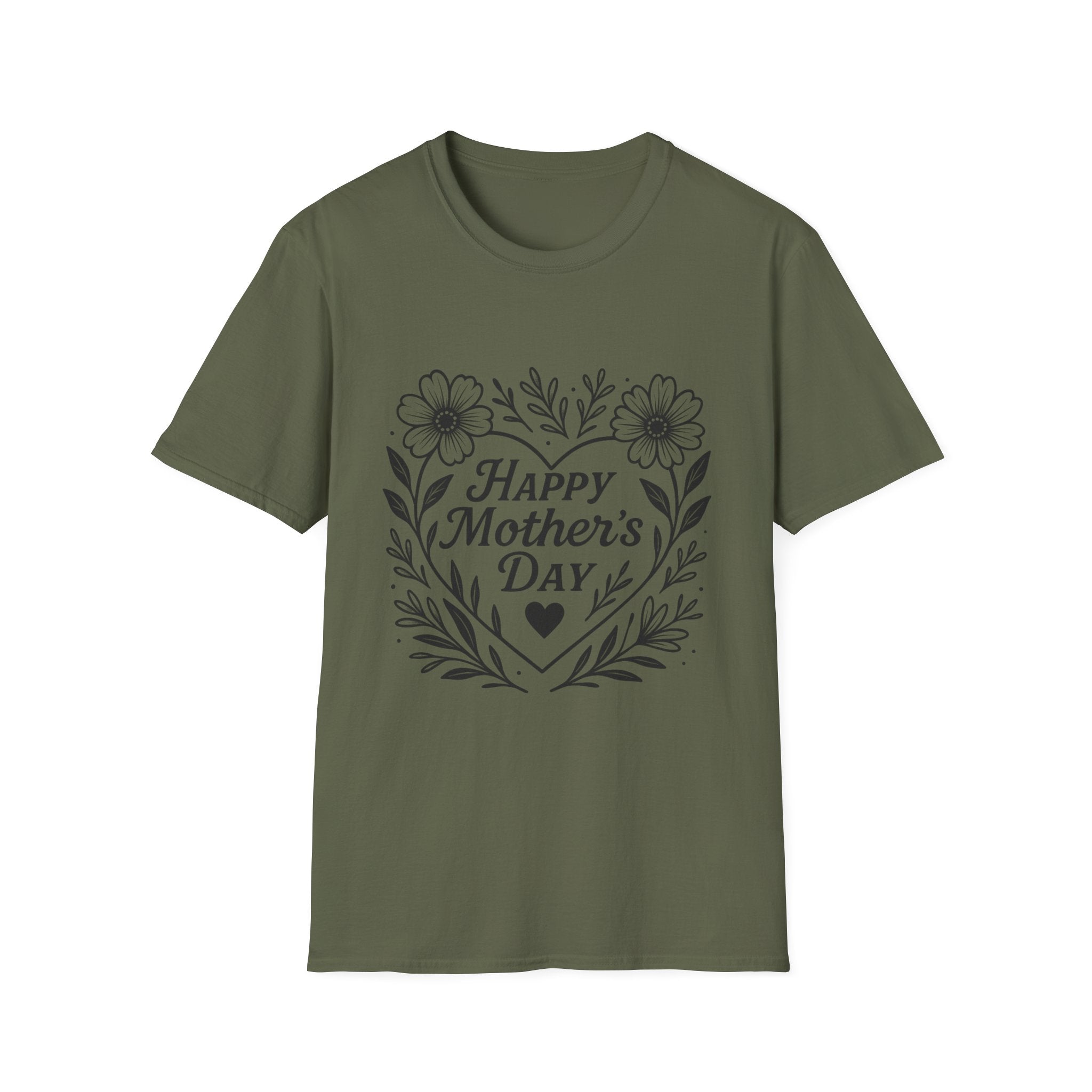 Mother's Day Floral Tee — "Happy Mother's Day" Heart Design