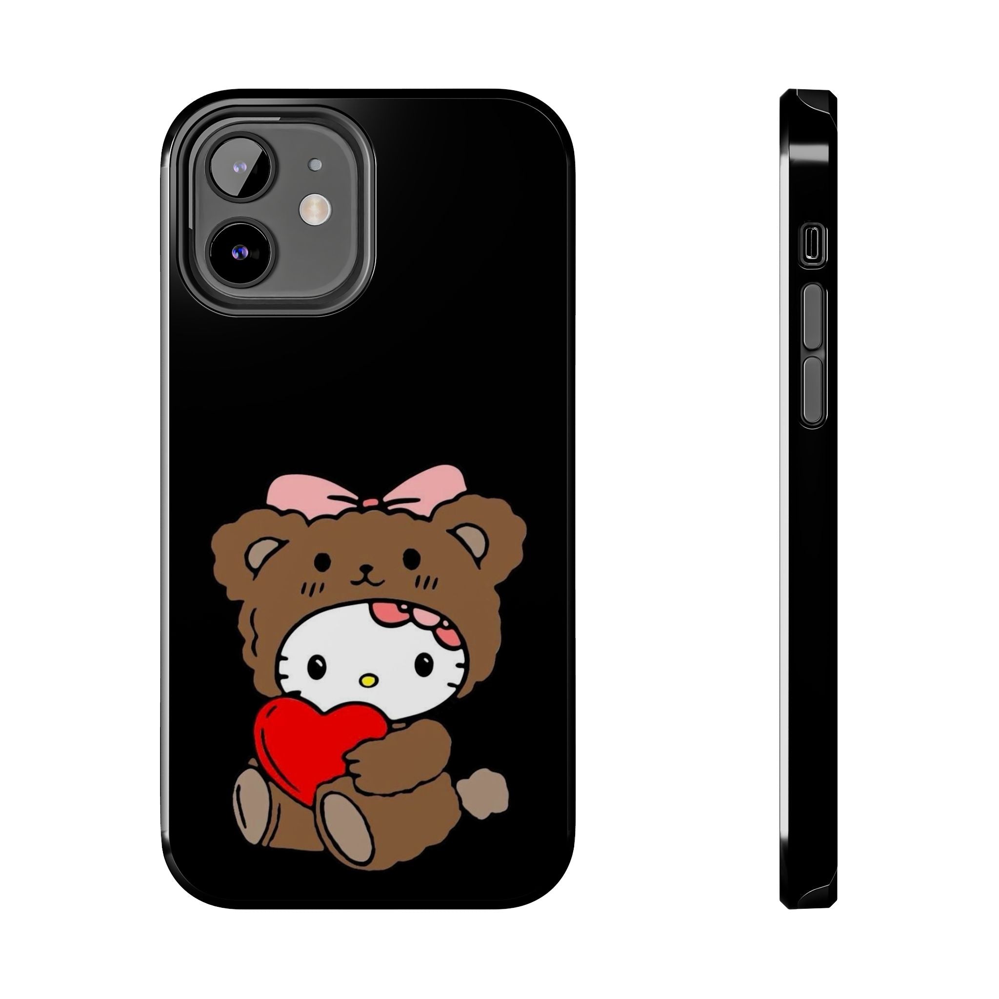 Cute Hello Kitty Bear Heart Tough Phone Case — Protective Cute Cartoon iPhone Cover