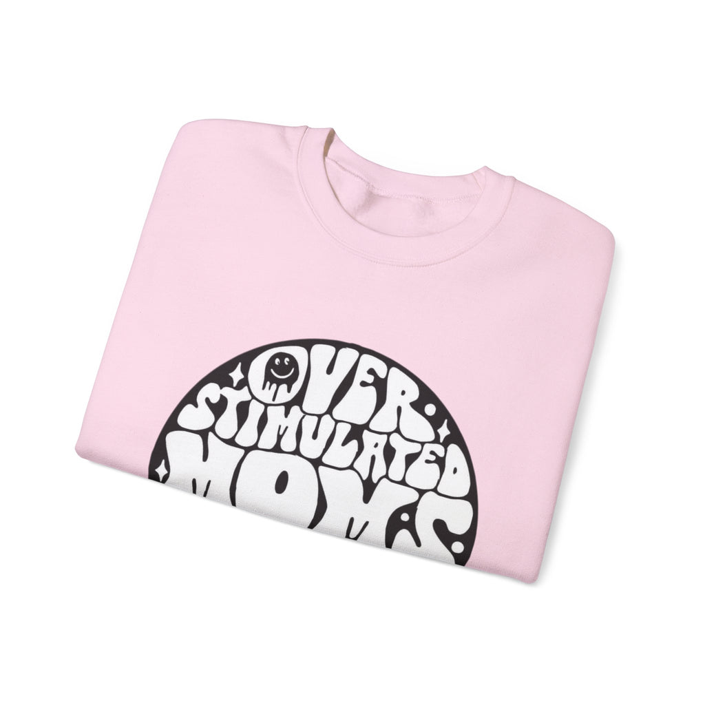 Retro 'Overstimulated Moms Club' Sweatshirt – Vintage Psychedelic Graphic Crewneck