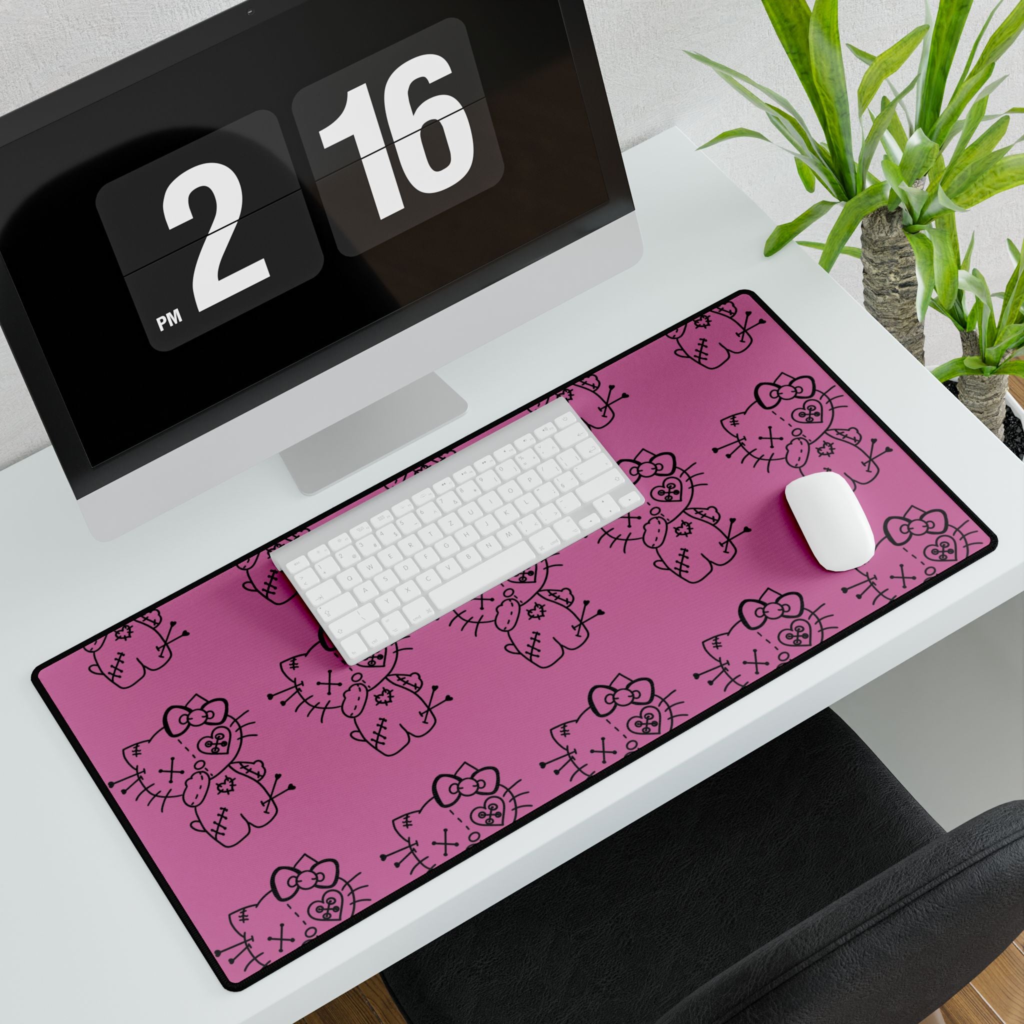 hello kitty gothic  Pattern Desk Mat – Cute Hello Kitty Style Mouse Pad Surface