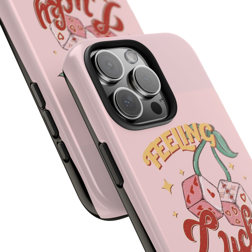 Feeling Lucky Phone Case — Pink Retro Dice Cherry Design