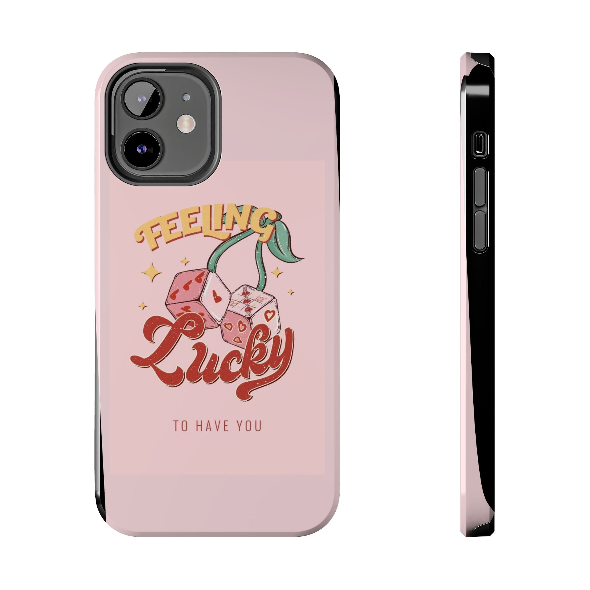 Feeling Lucky Phone Case — Pink Retro Dice Cherry Design