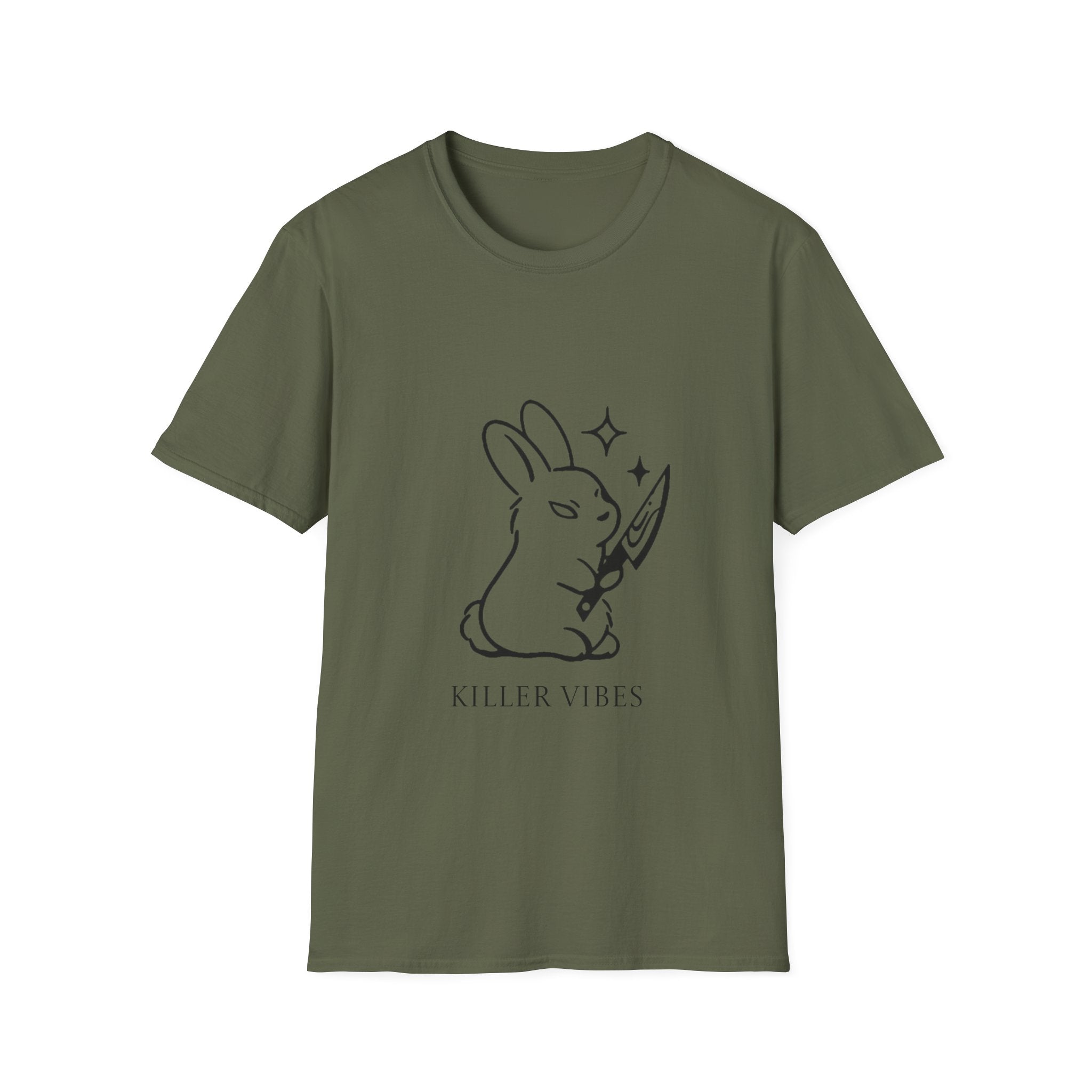 Killer Vibes T-Shirt — Cute Bunny with Knife Graphic Tee