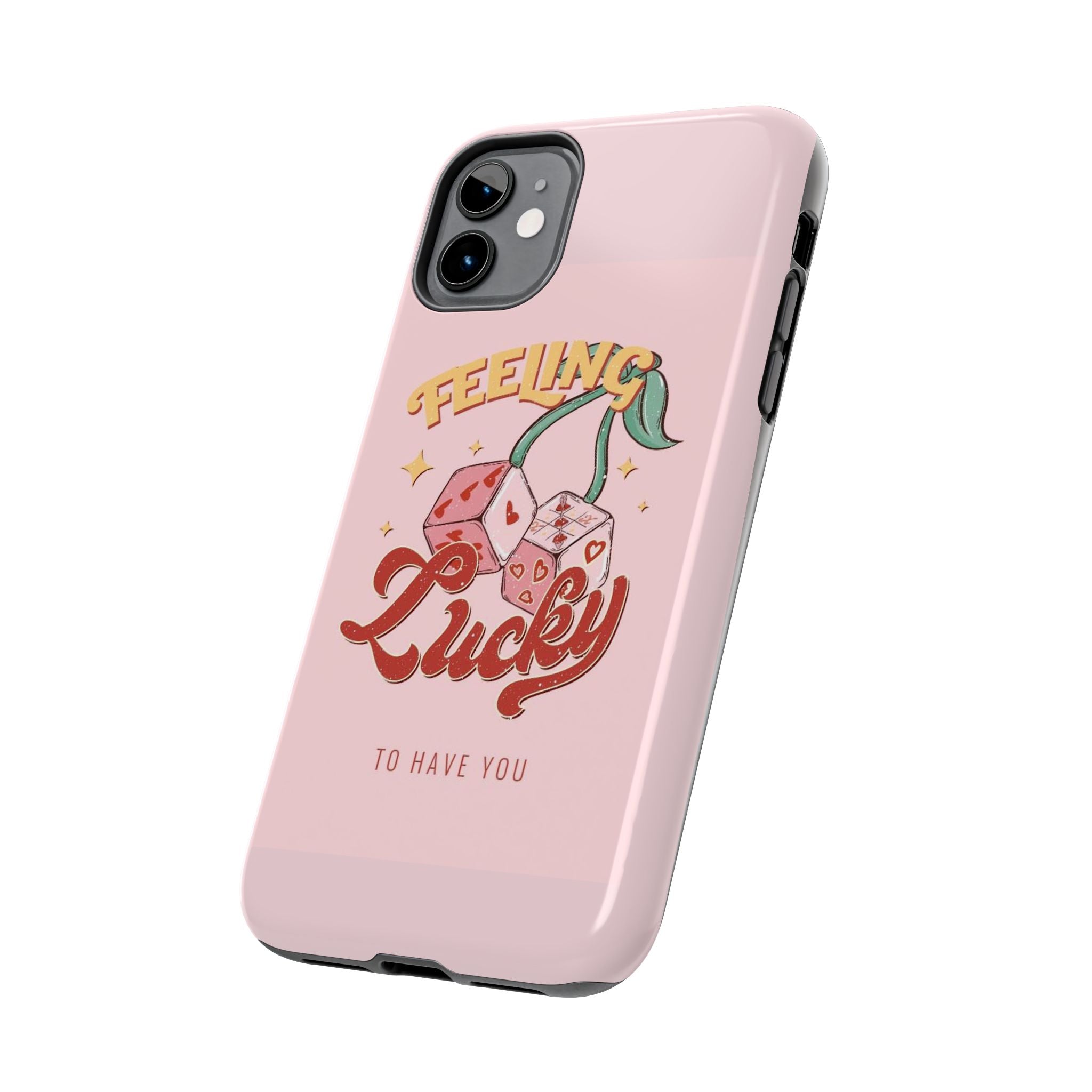 Feeling Lucky Phone Case — Pink Retro Dice Cherry Design