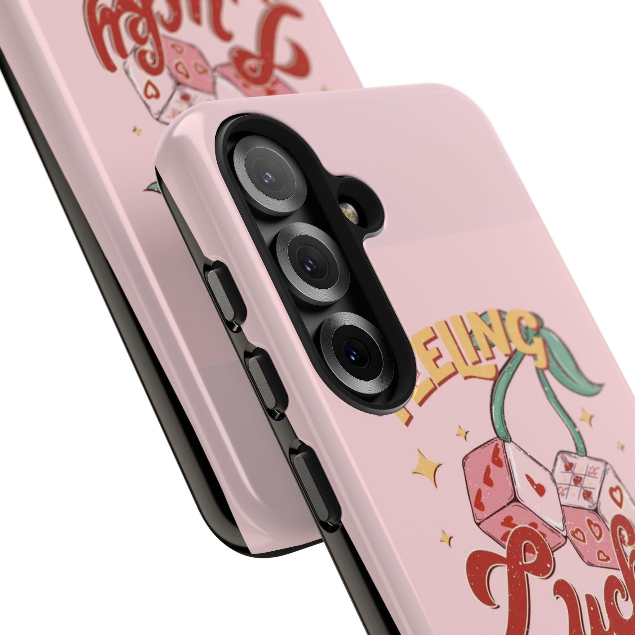 Feeling Lucky Phone Case — Pink Retro Dice Cherry Design