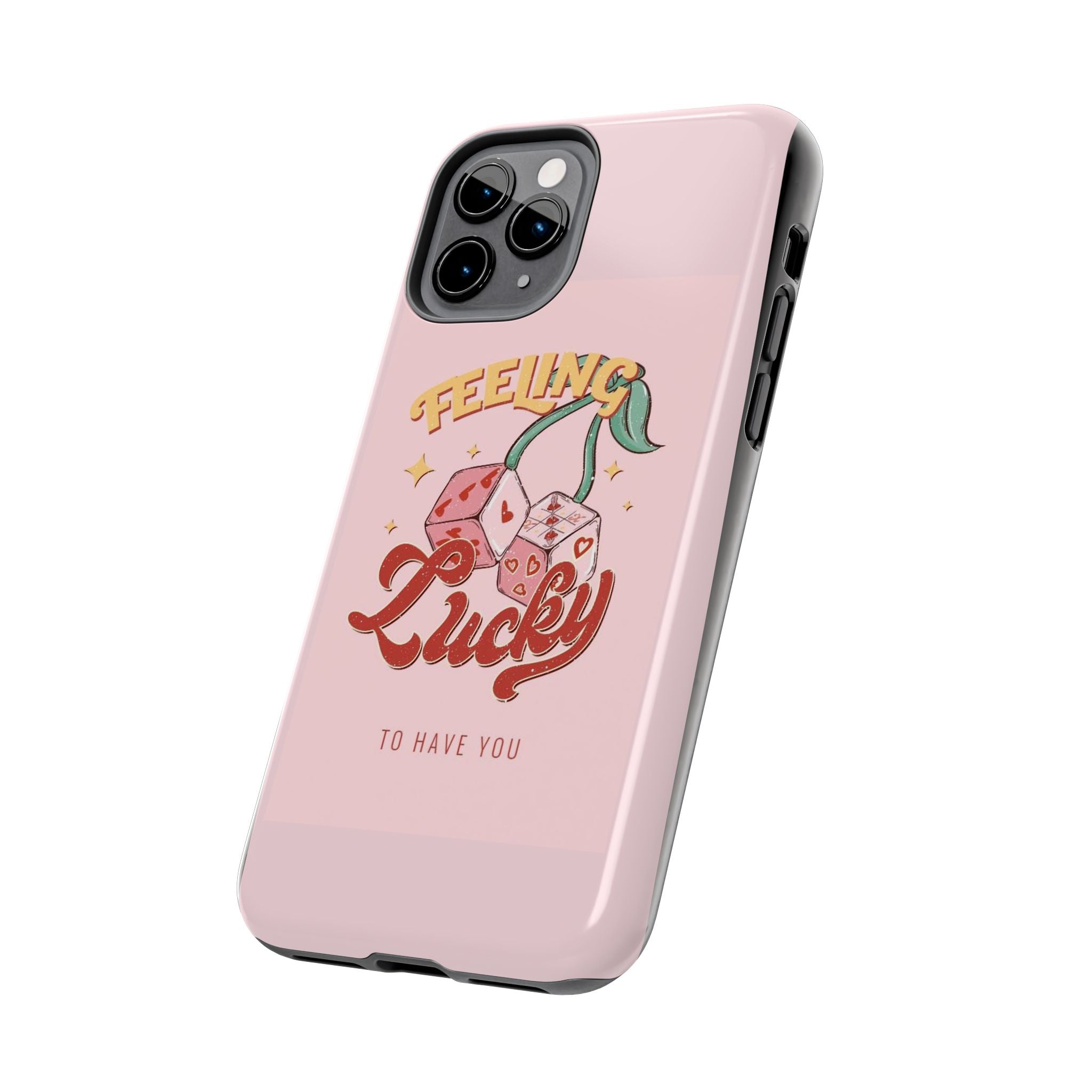 Feeling Lucky Phone Case — Pink Retro Dice Cherry Design