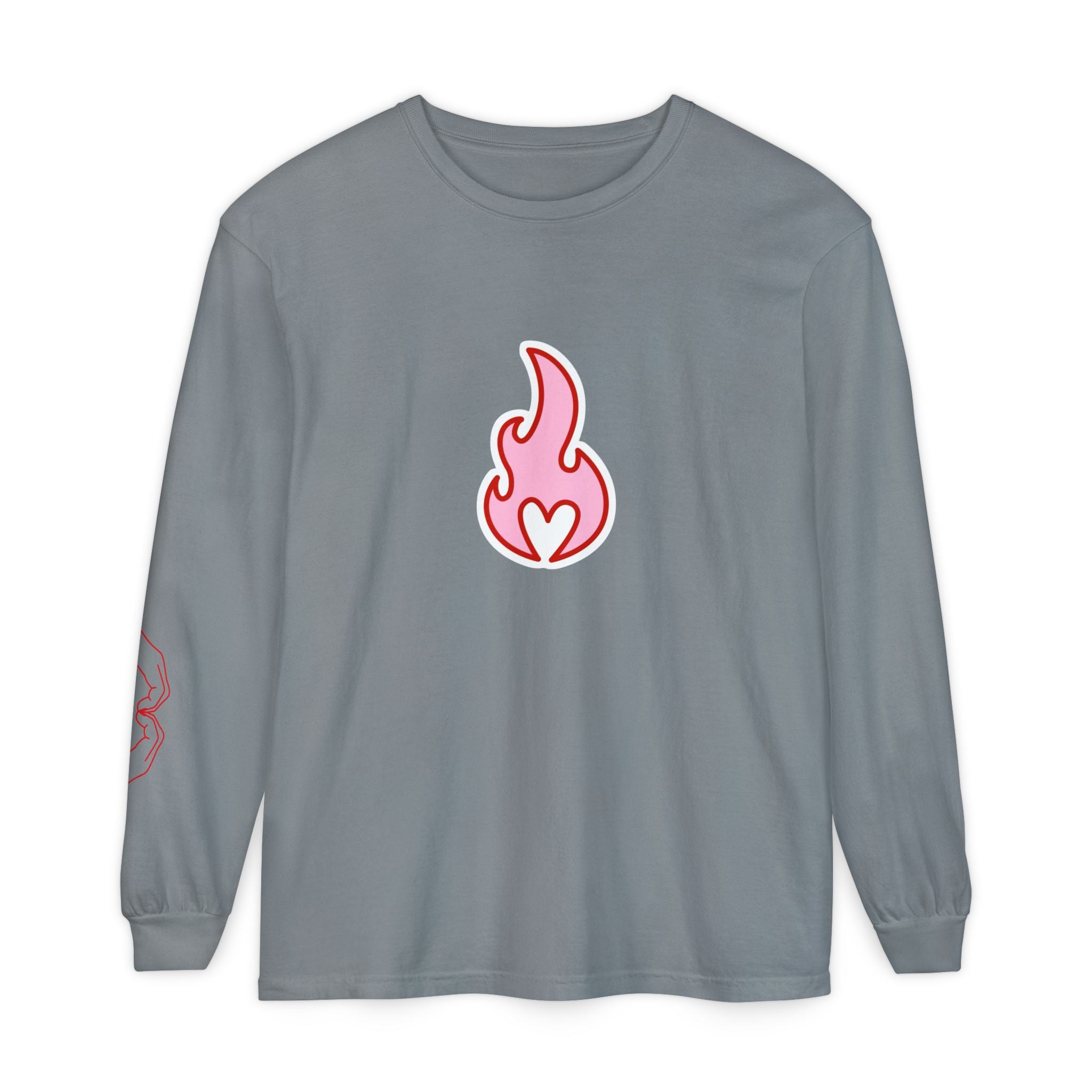 Self Love Flame Long Sleeve Tee — Graphic Self-Care Chest & Back Design